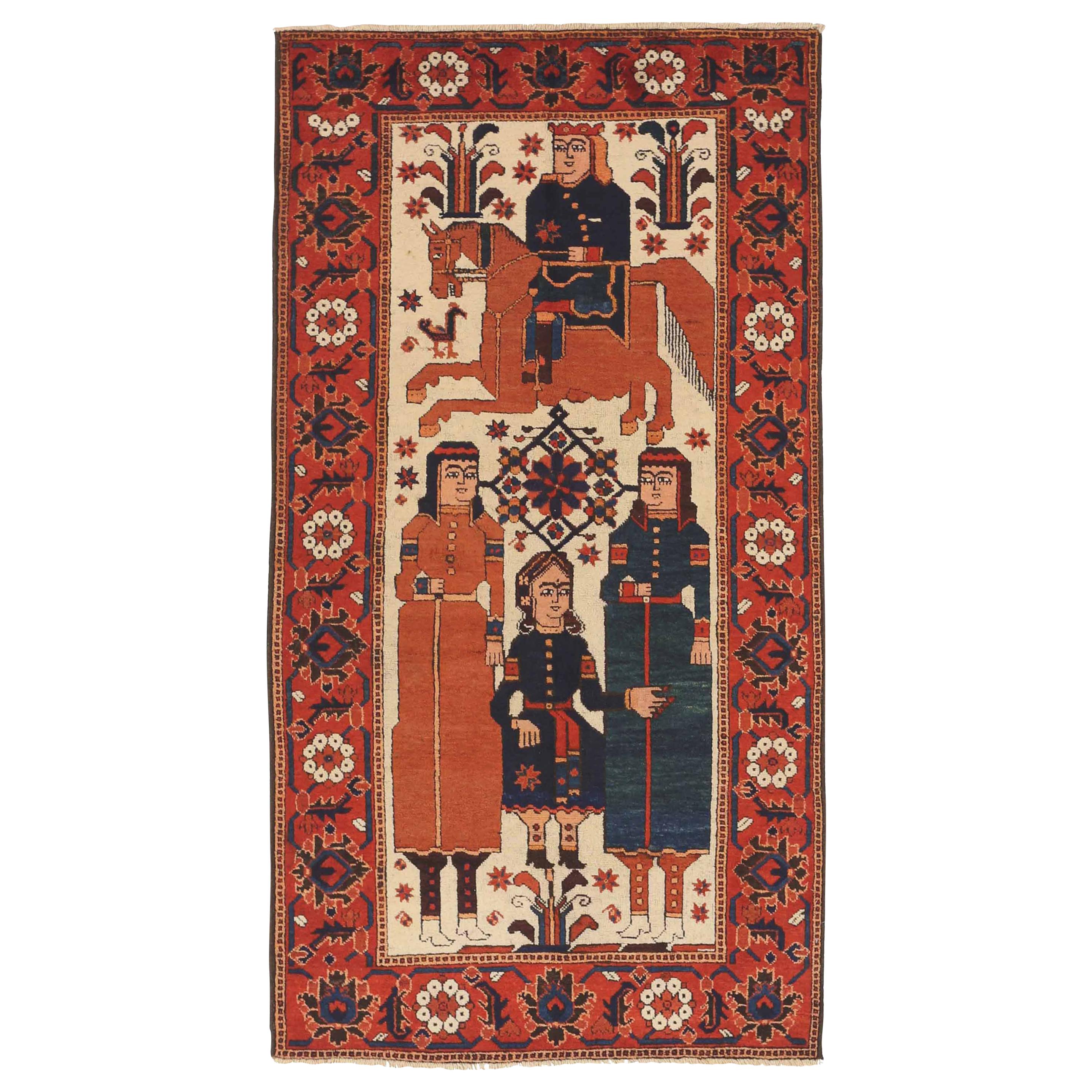 Antique Persian Area Rug Mashad Design For Sale