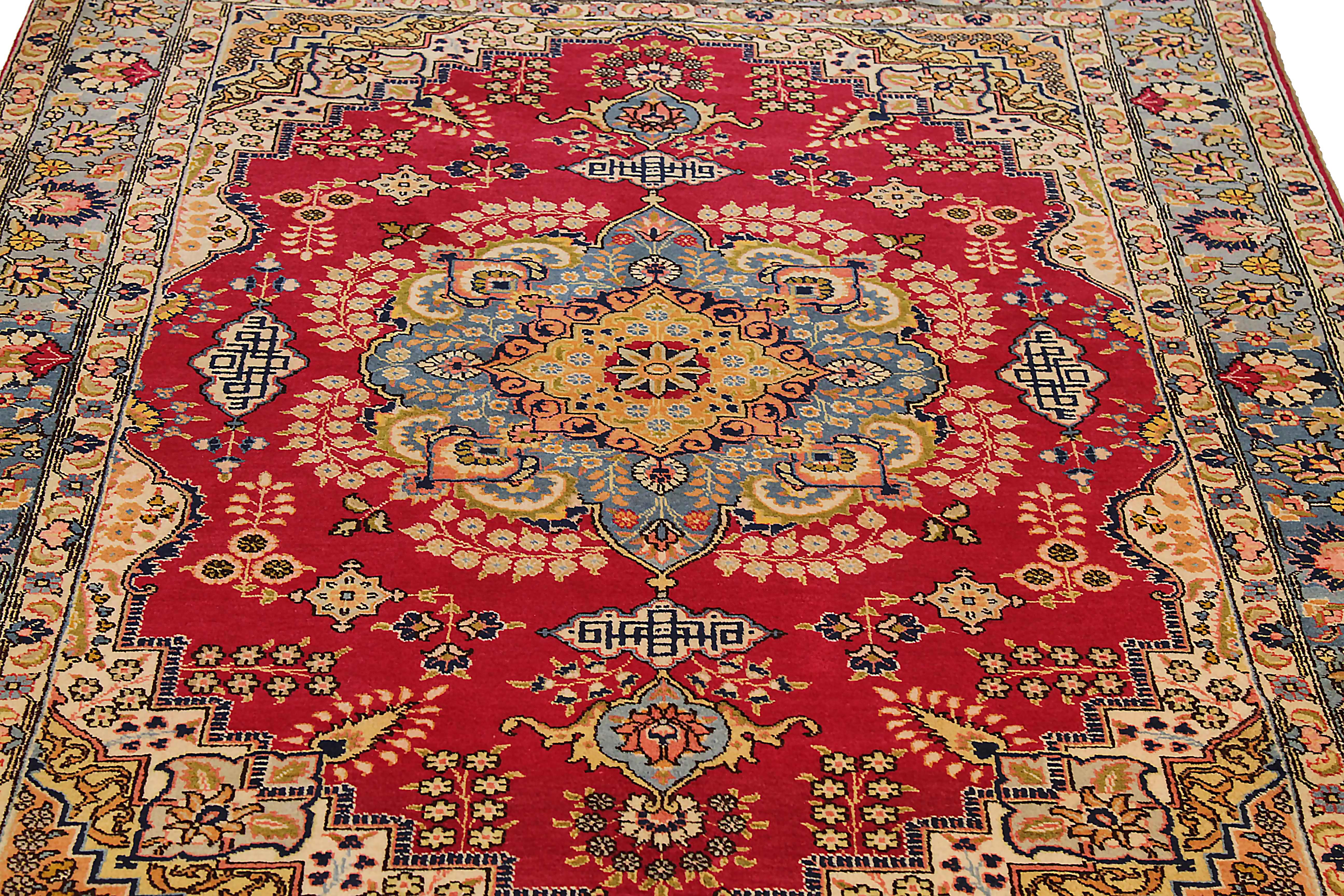 Other Antique Persian Area Rug Mashad Design For Sale