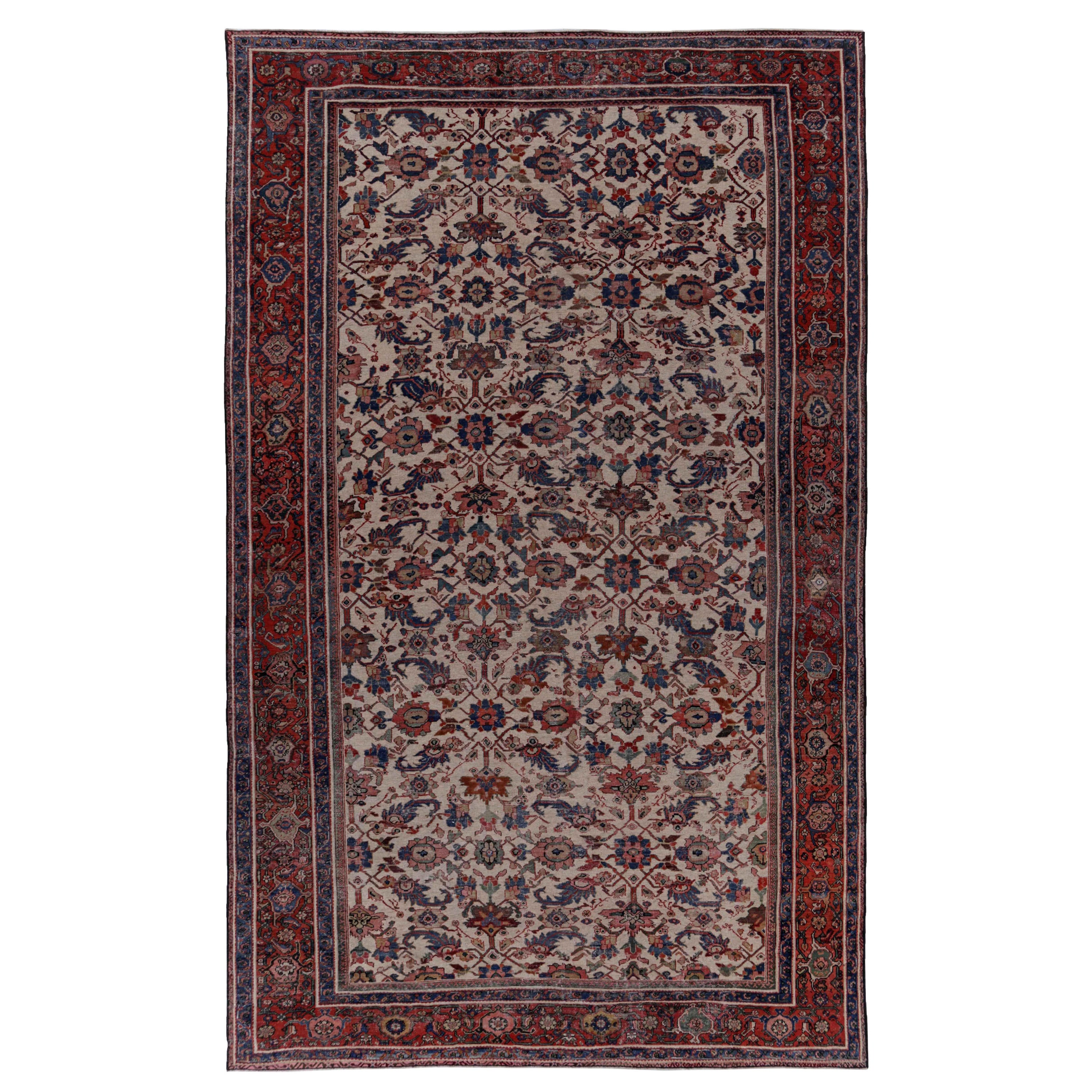 Antique Persian Area Rug Meshkabad Design For Sale