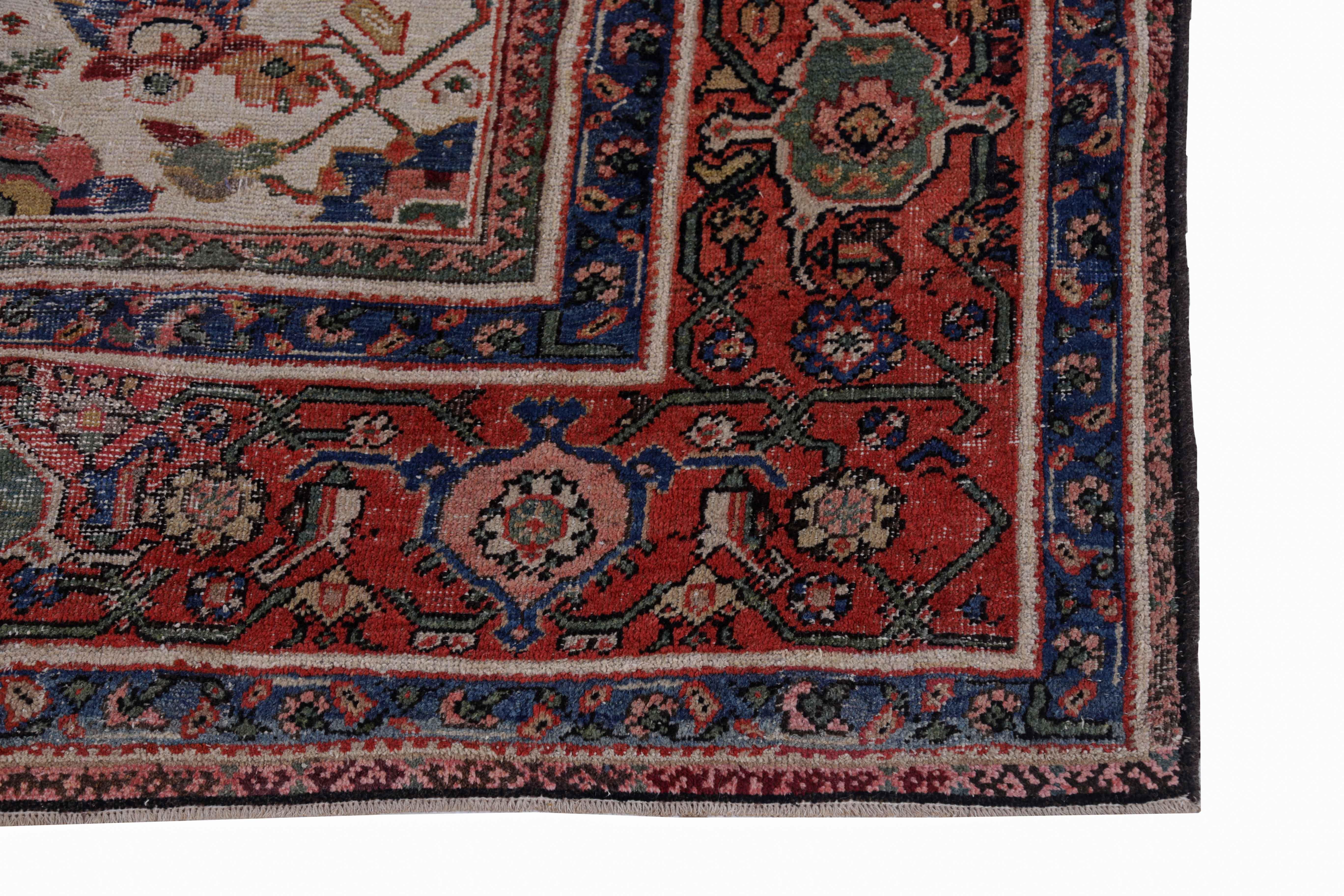 Wool Antique Persian Area Rug Meshkabad Design For Sale