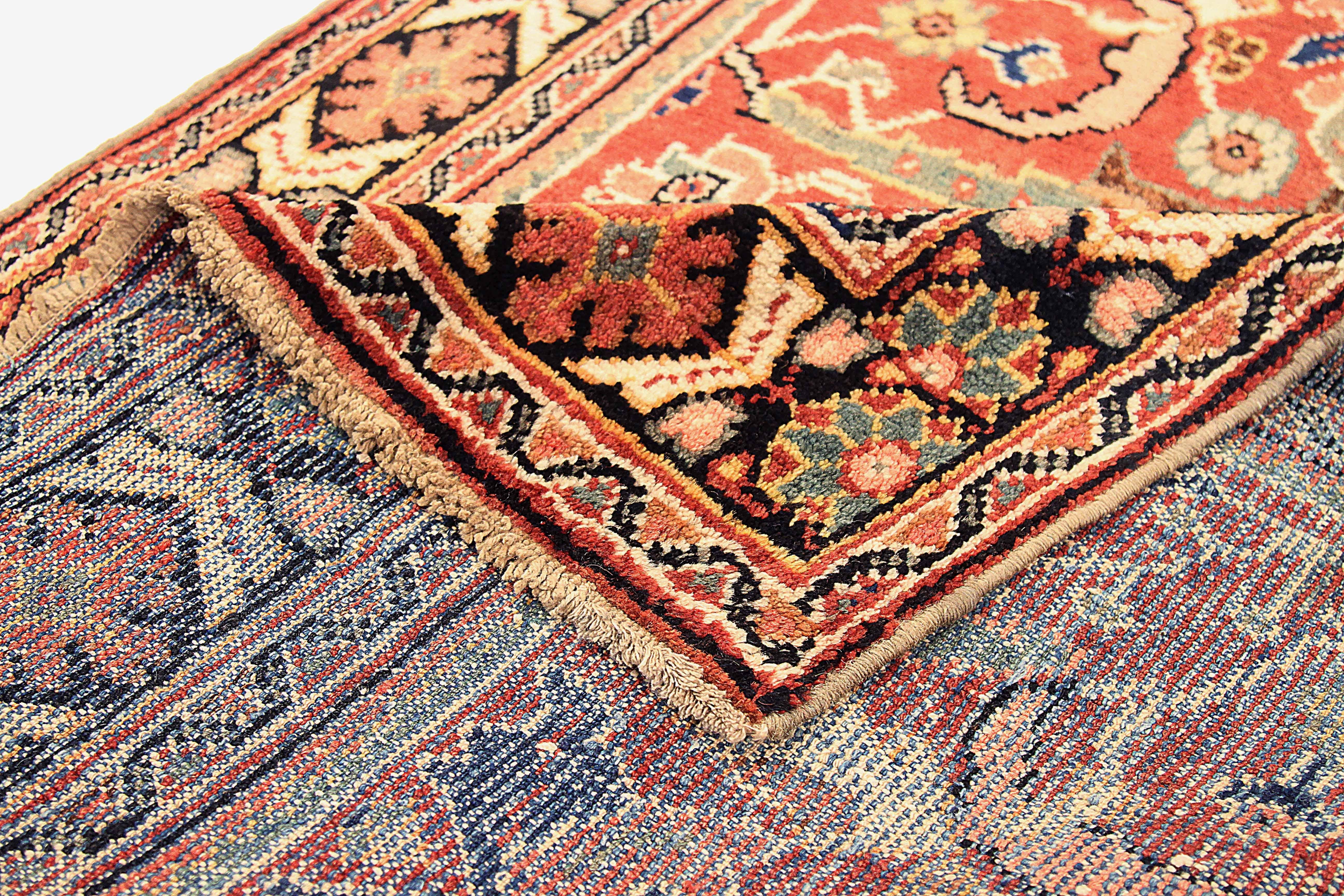 Hand-Woven Antique Persian Area Rug Meshkabad Design For Sale