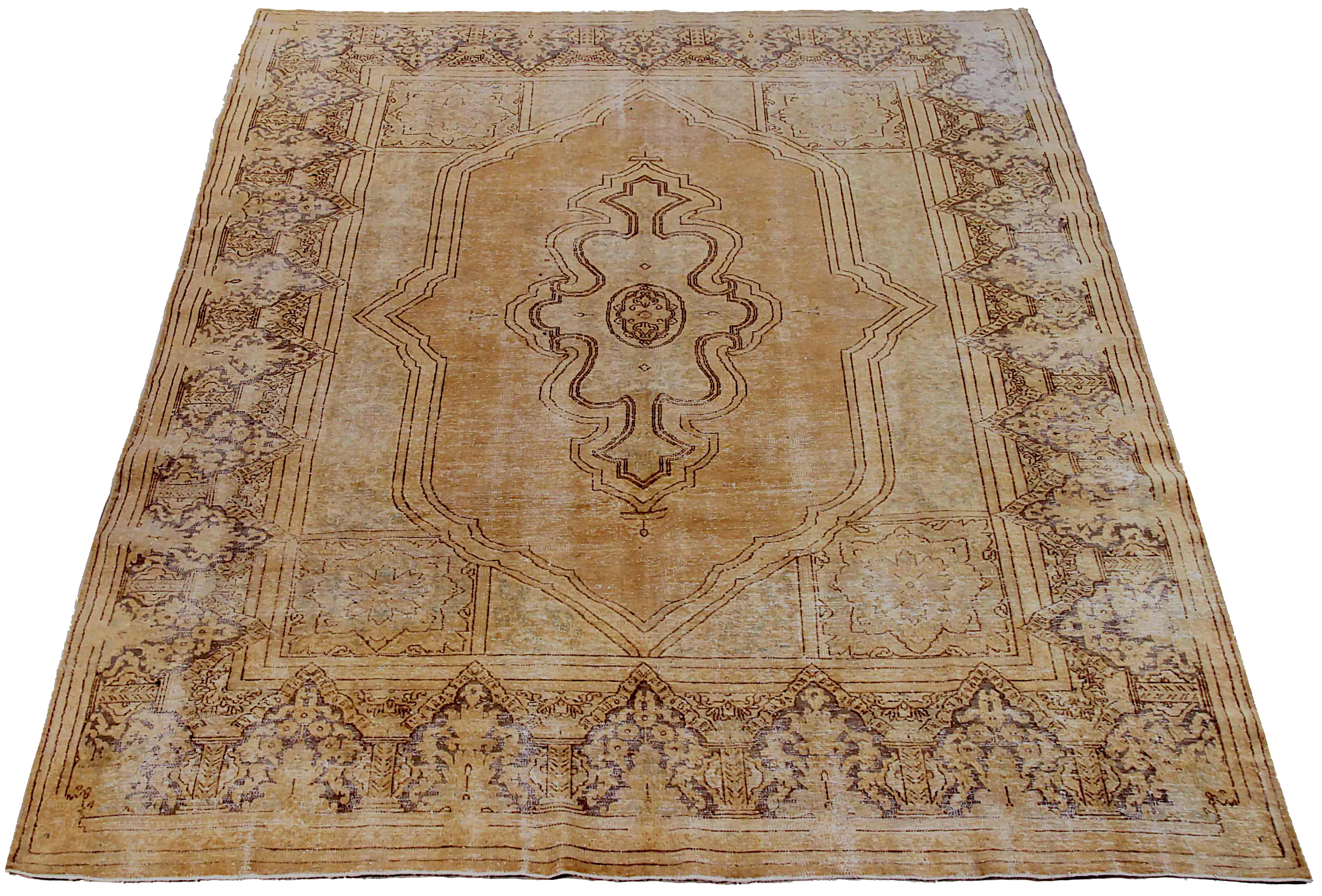 Hand-Woven Antique Persian Area Rug Overdye Design For Sale