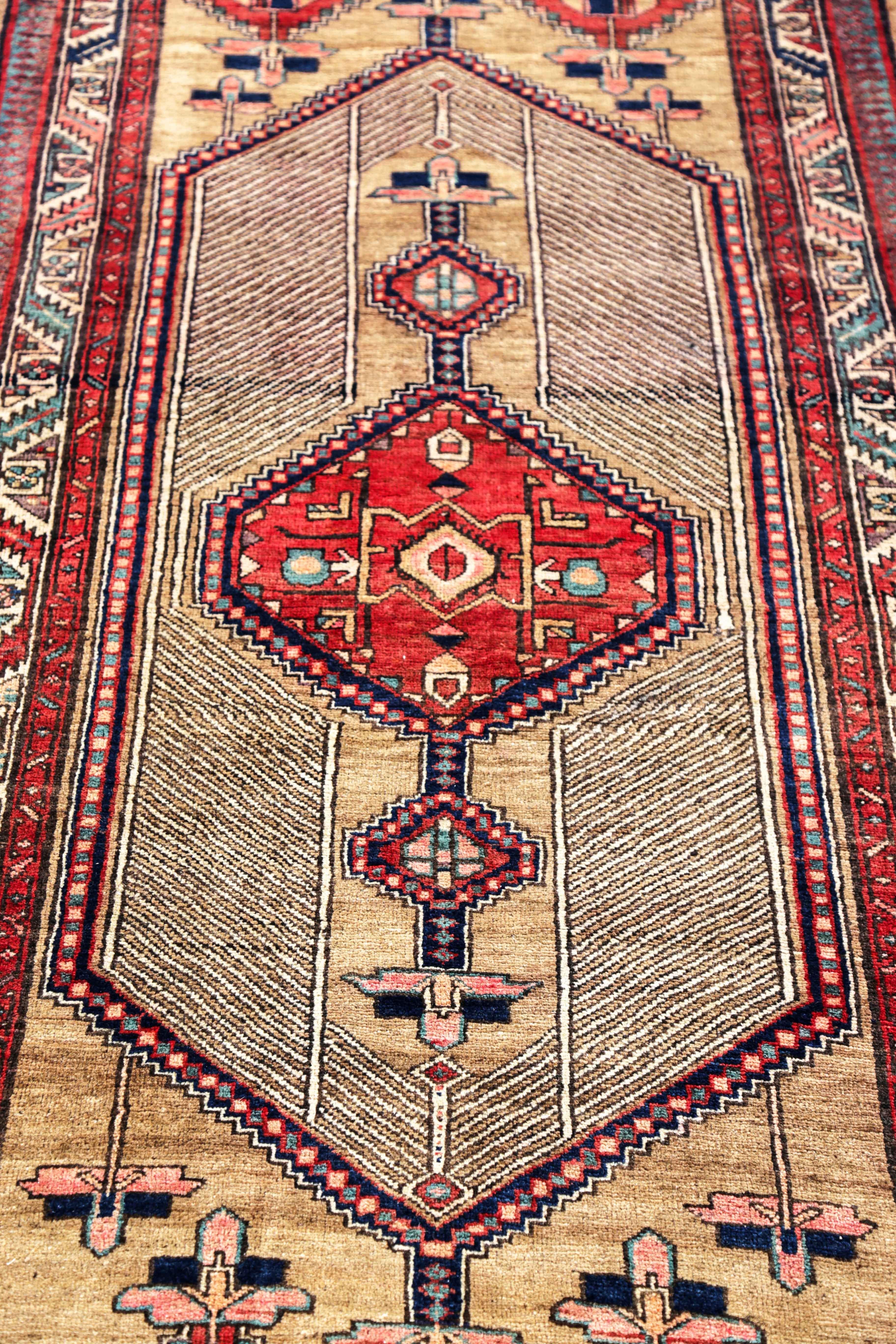 Hand-Woven Antique Persian Area Rug Sarab Design For Sale