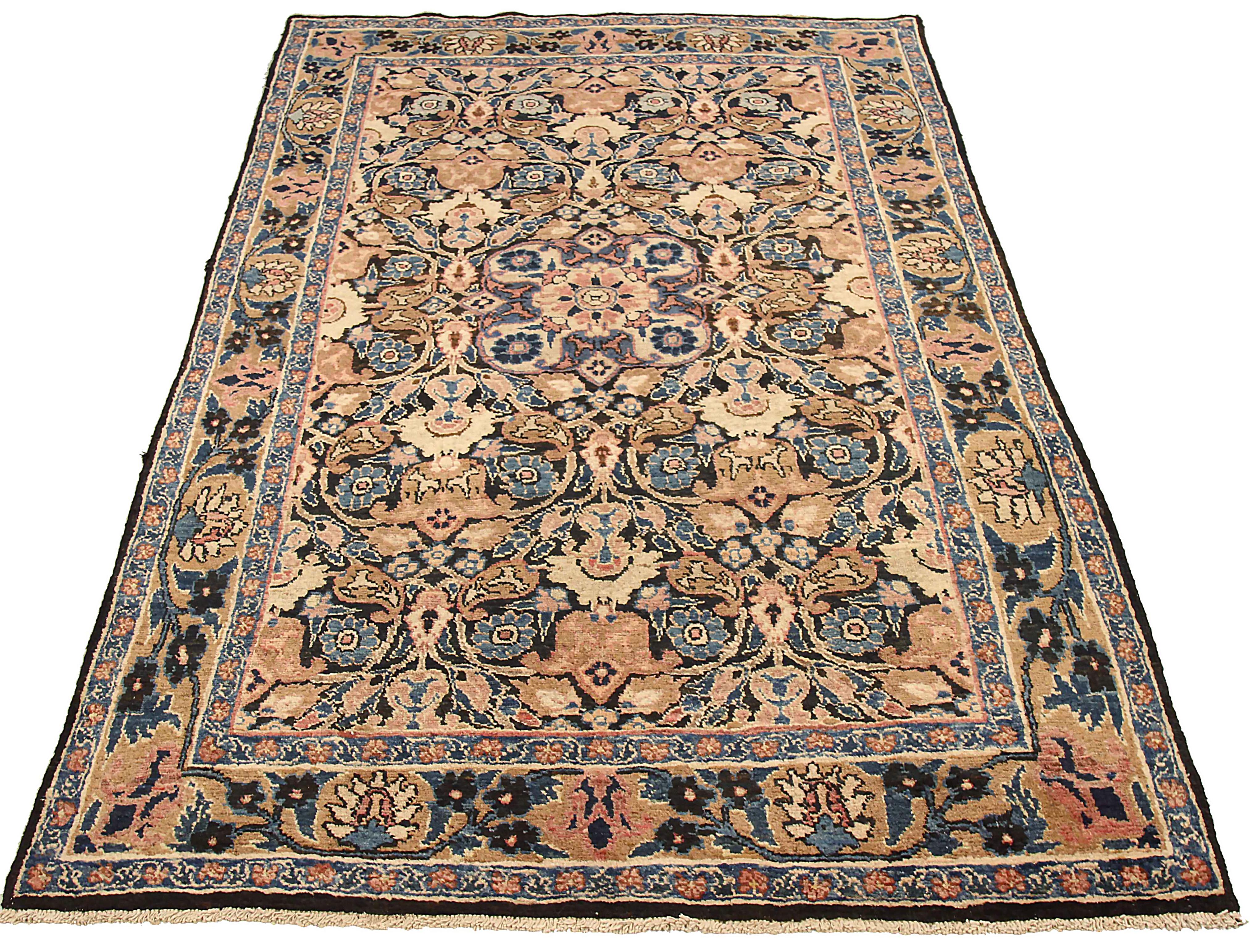 Antigua alfombra persa tejida a mano con la mejor lana de oveja. Está coloreado con tintes vegetales totalmente naturales que son seguros para humanos y mascotas. Es un diseño tradicional de Semnan tejido a mano por expertos artesanos. Es una