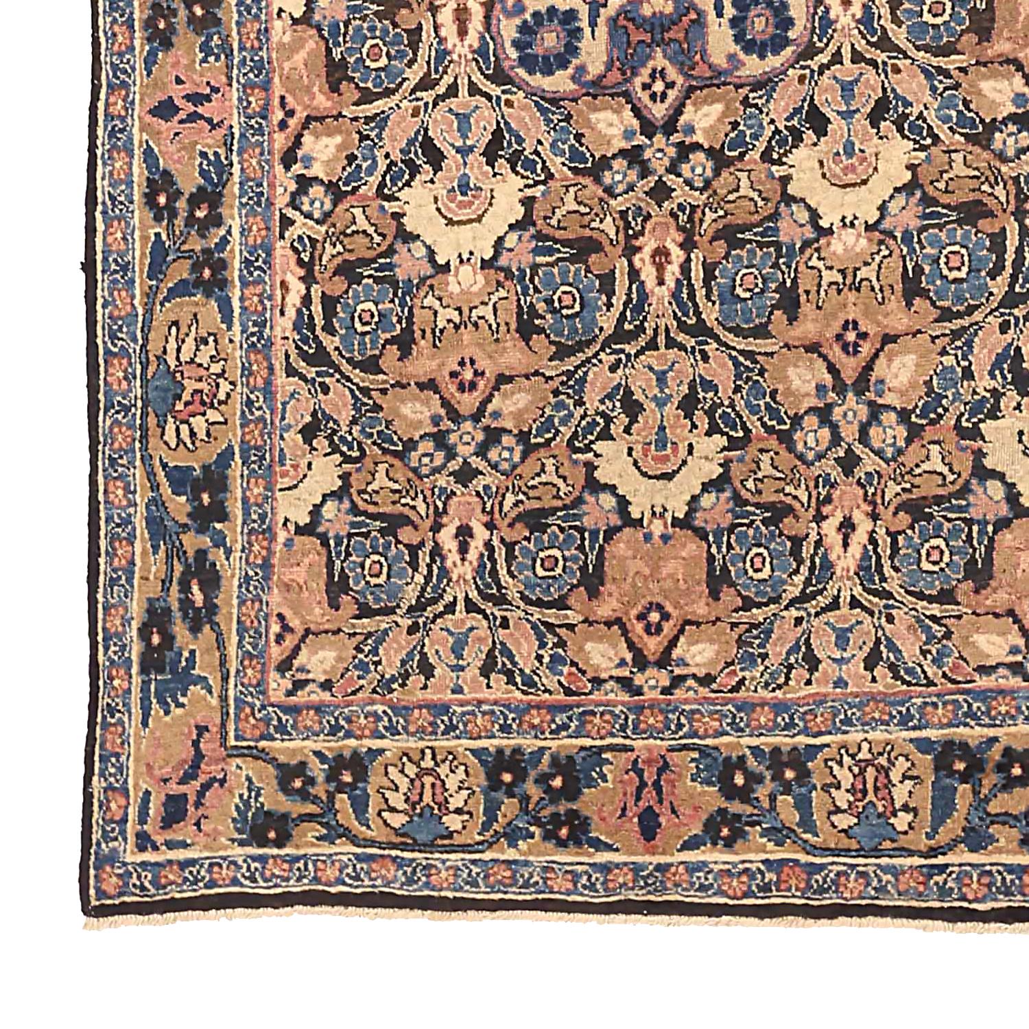 Alfombra Persa Antigua Diseño Semnan, Tamaño: 4'2