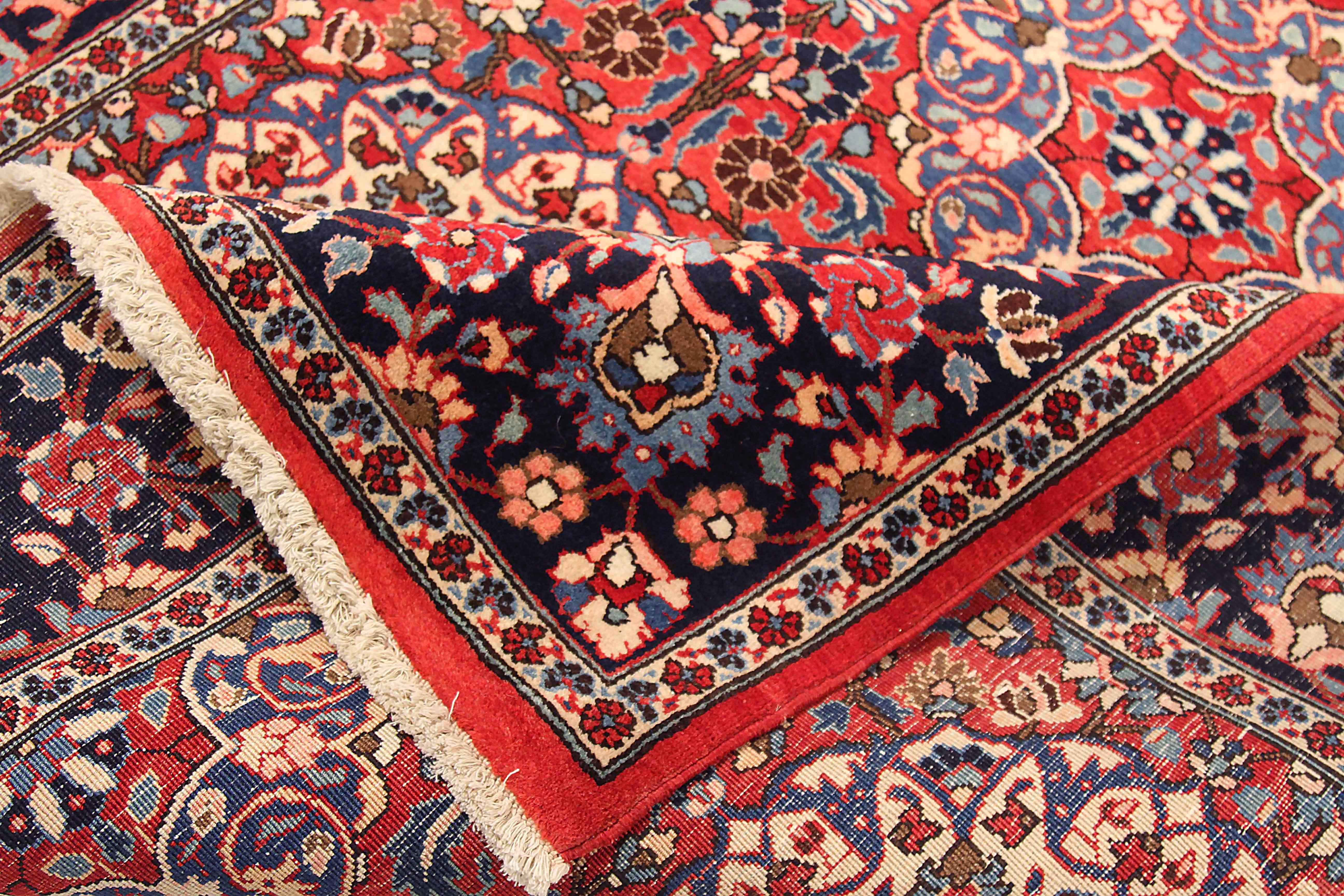 Hand-Woven Antique Persian Area Rug Semnan Design For Sale