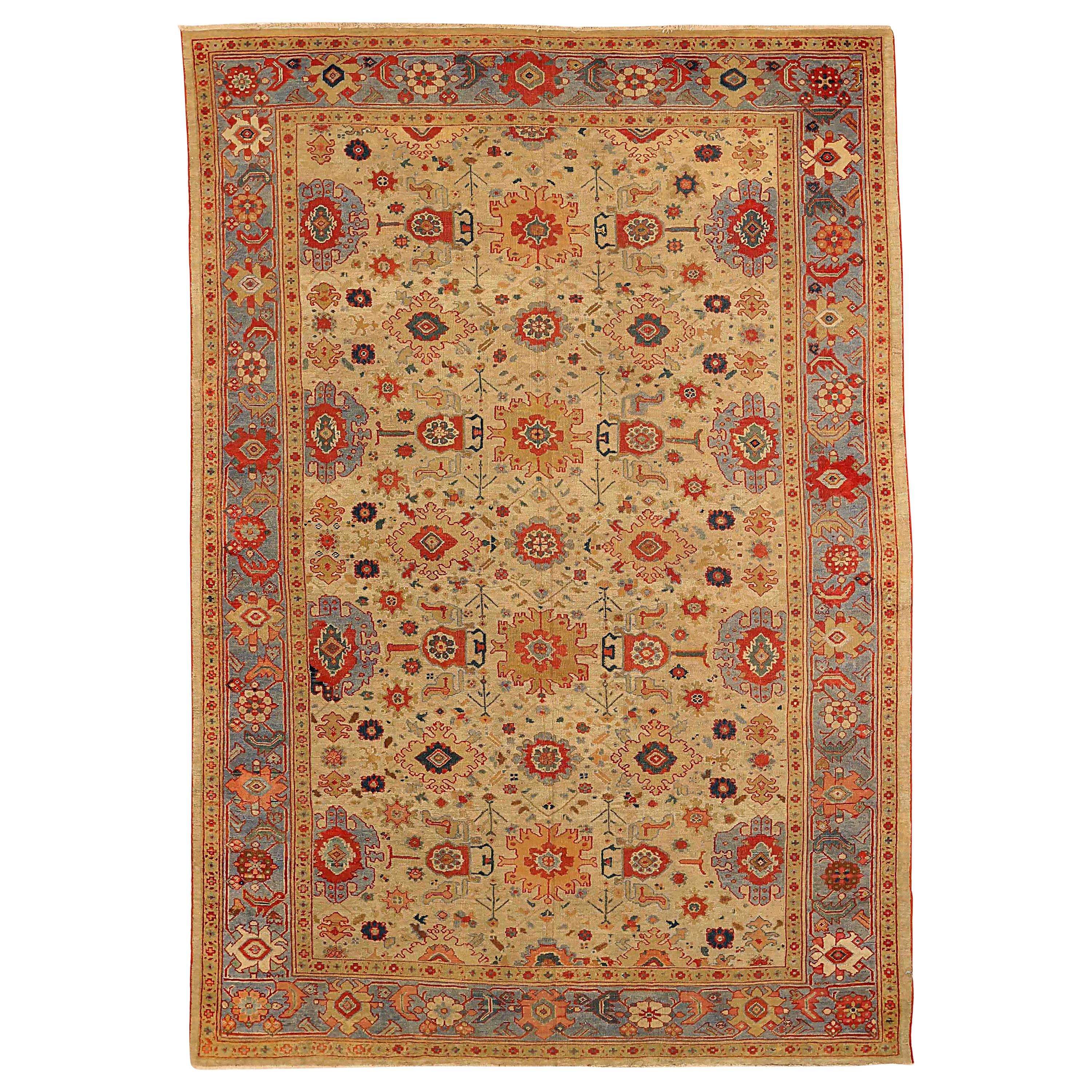 Antique Persian Area Rug Sultanabad Design For Sale