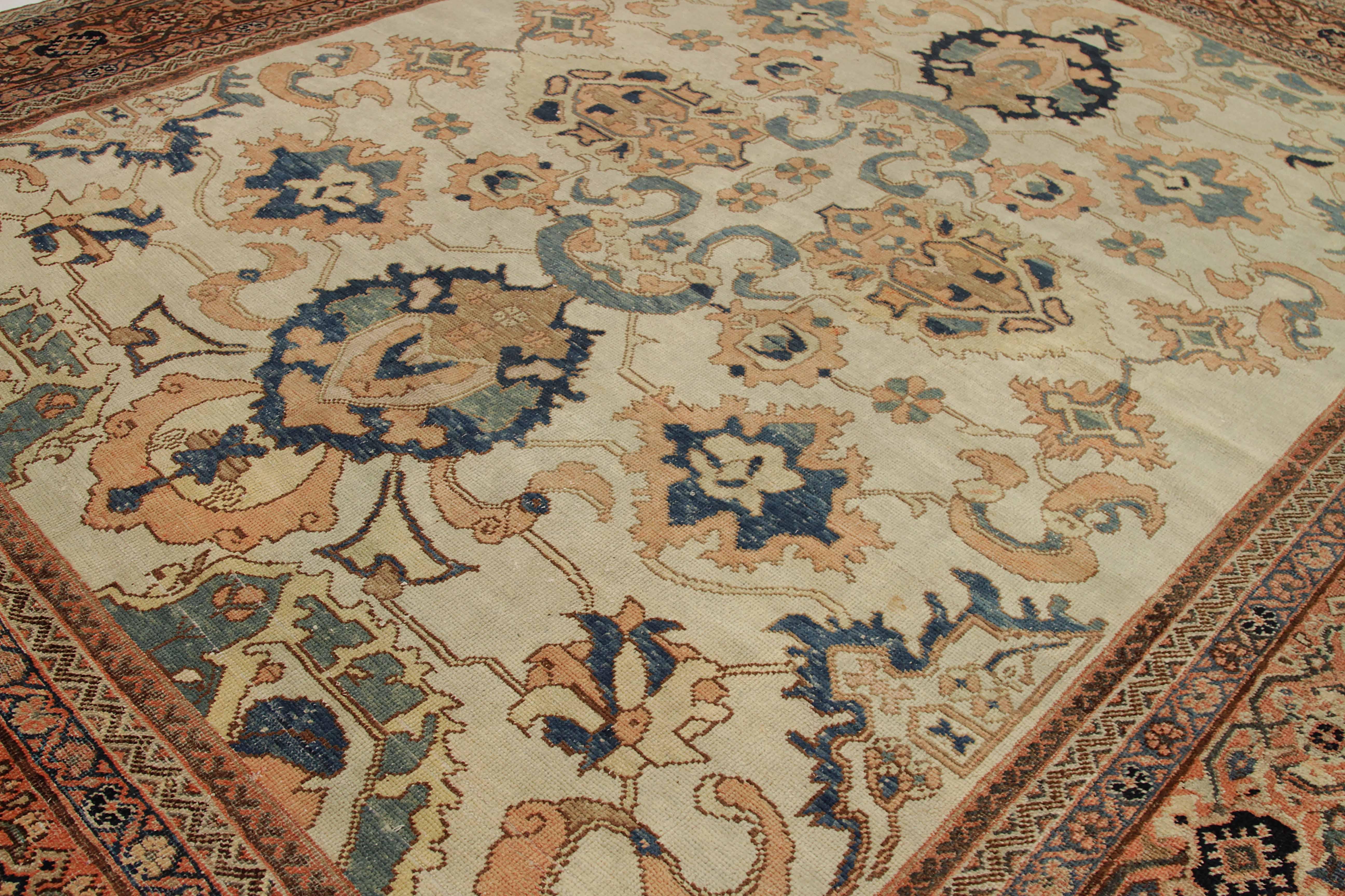 Hand-Woven Antique Persian Area Rug Sultanabad Design For Sale