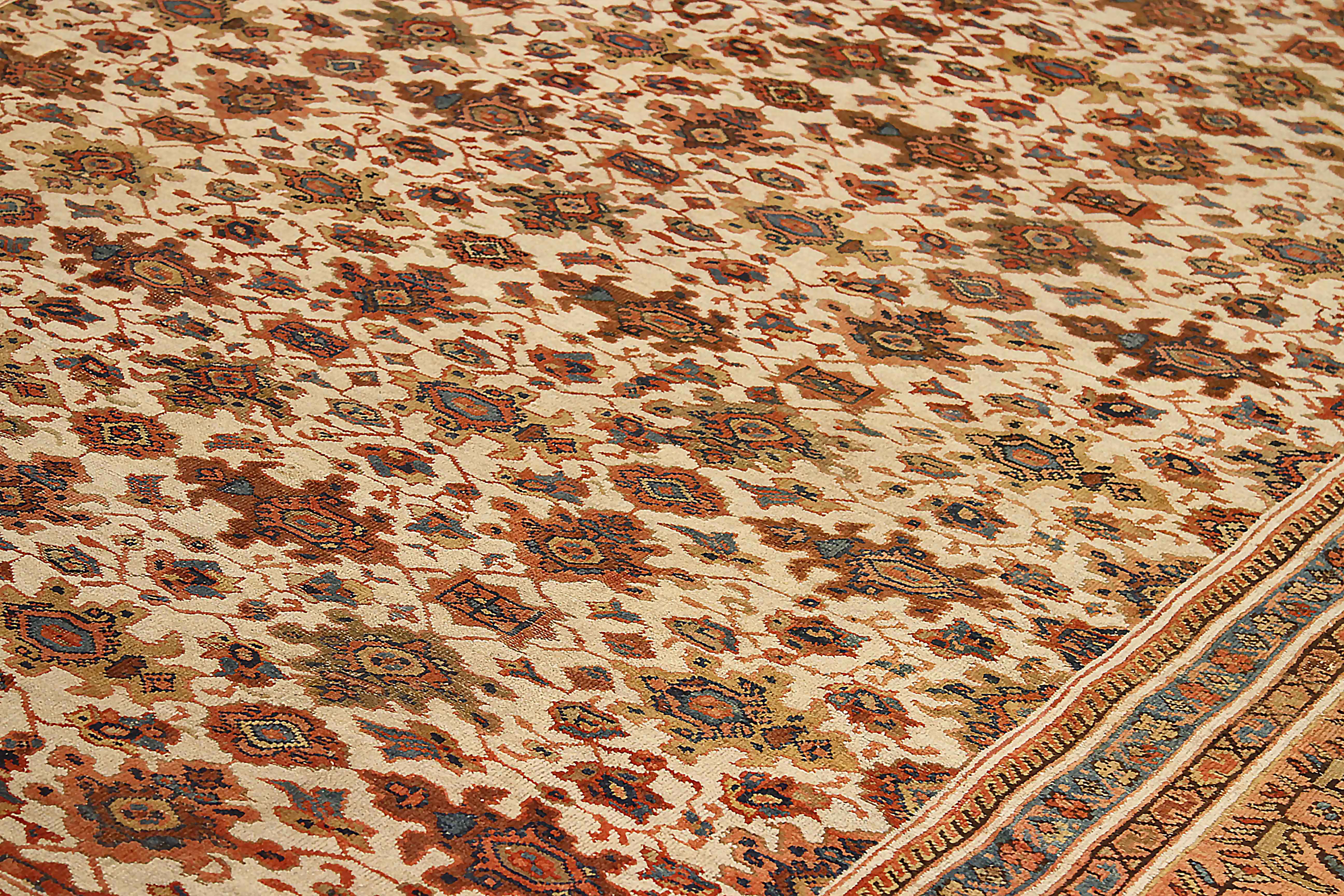 Hand-Woven Antique Persian Area Rug Sultanabad Design For Sale