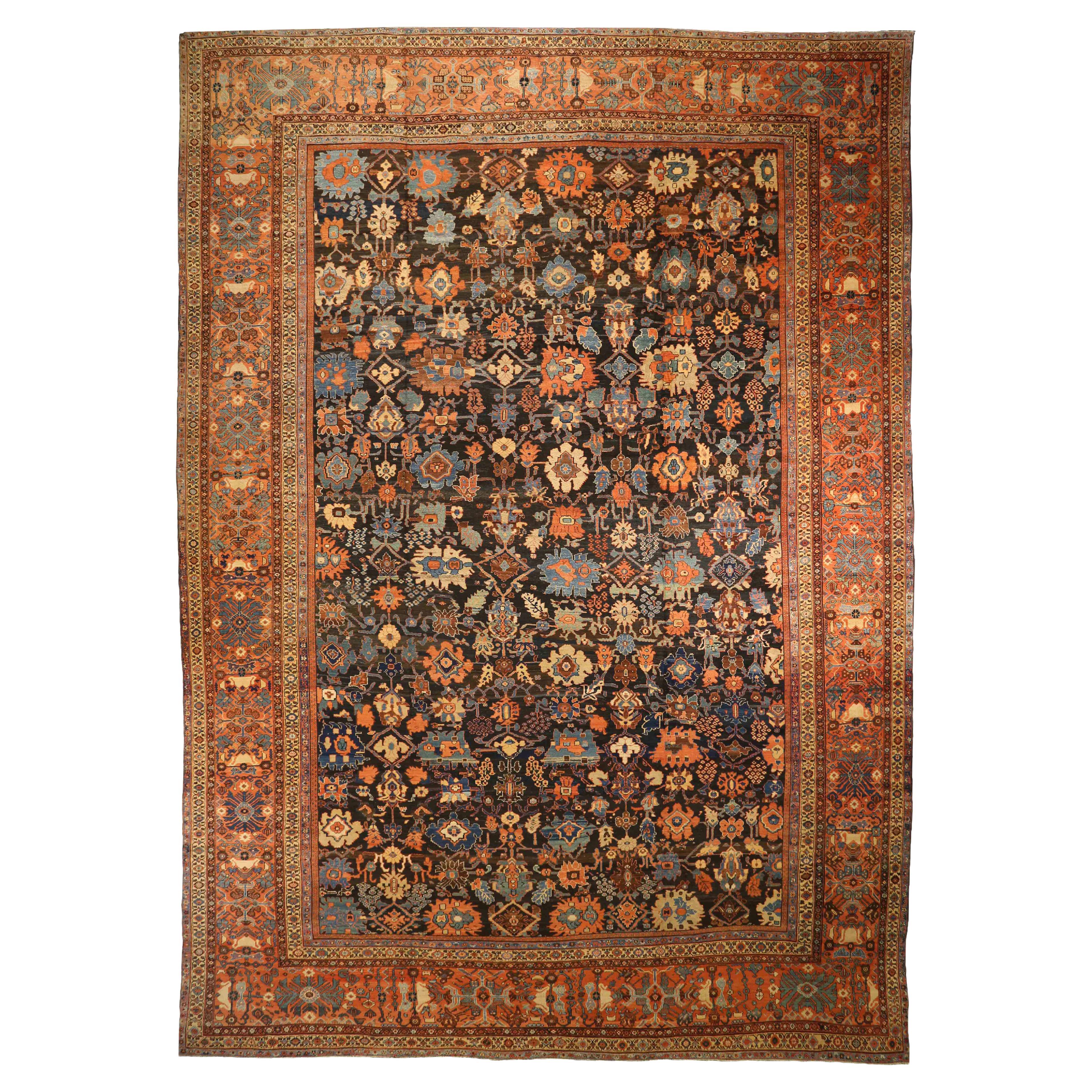 Antique Persian Area Rug Sultanabad Design For Sale