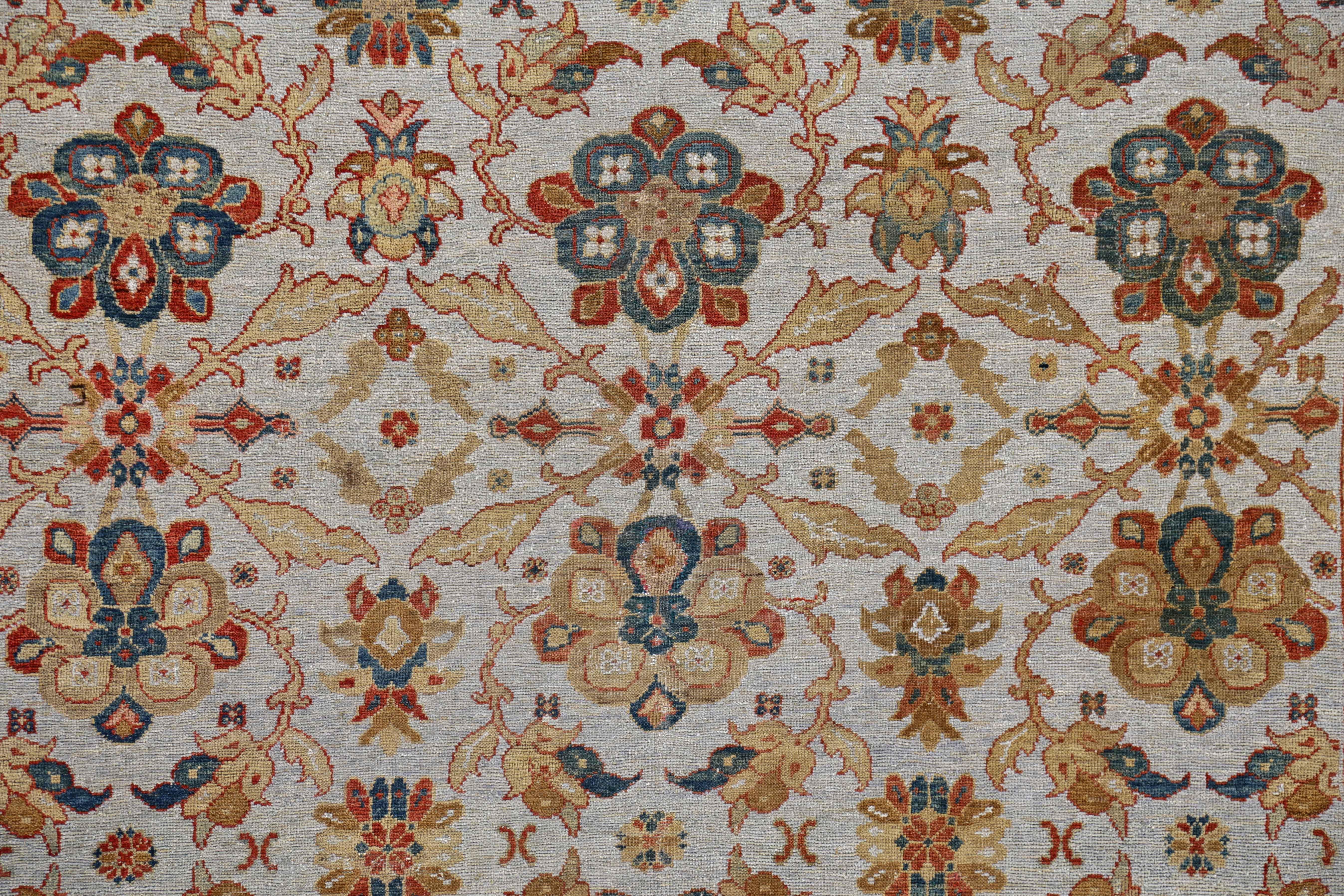 Wool Antique Persian Area Rug Sultanabad Design For Sale