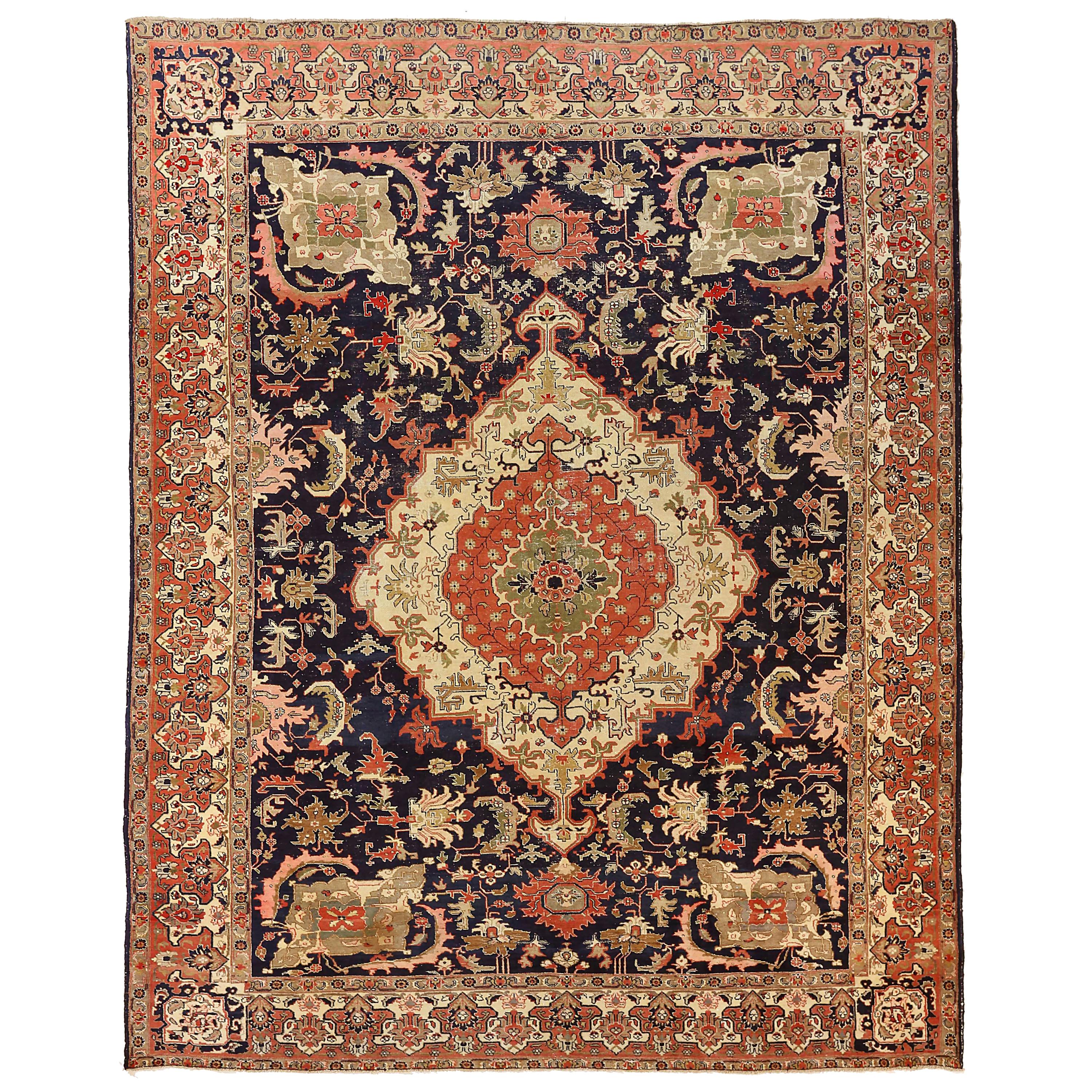 Antique Persian Area Rug Tabriz Design For Sale