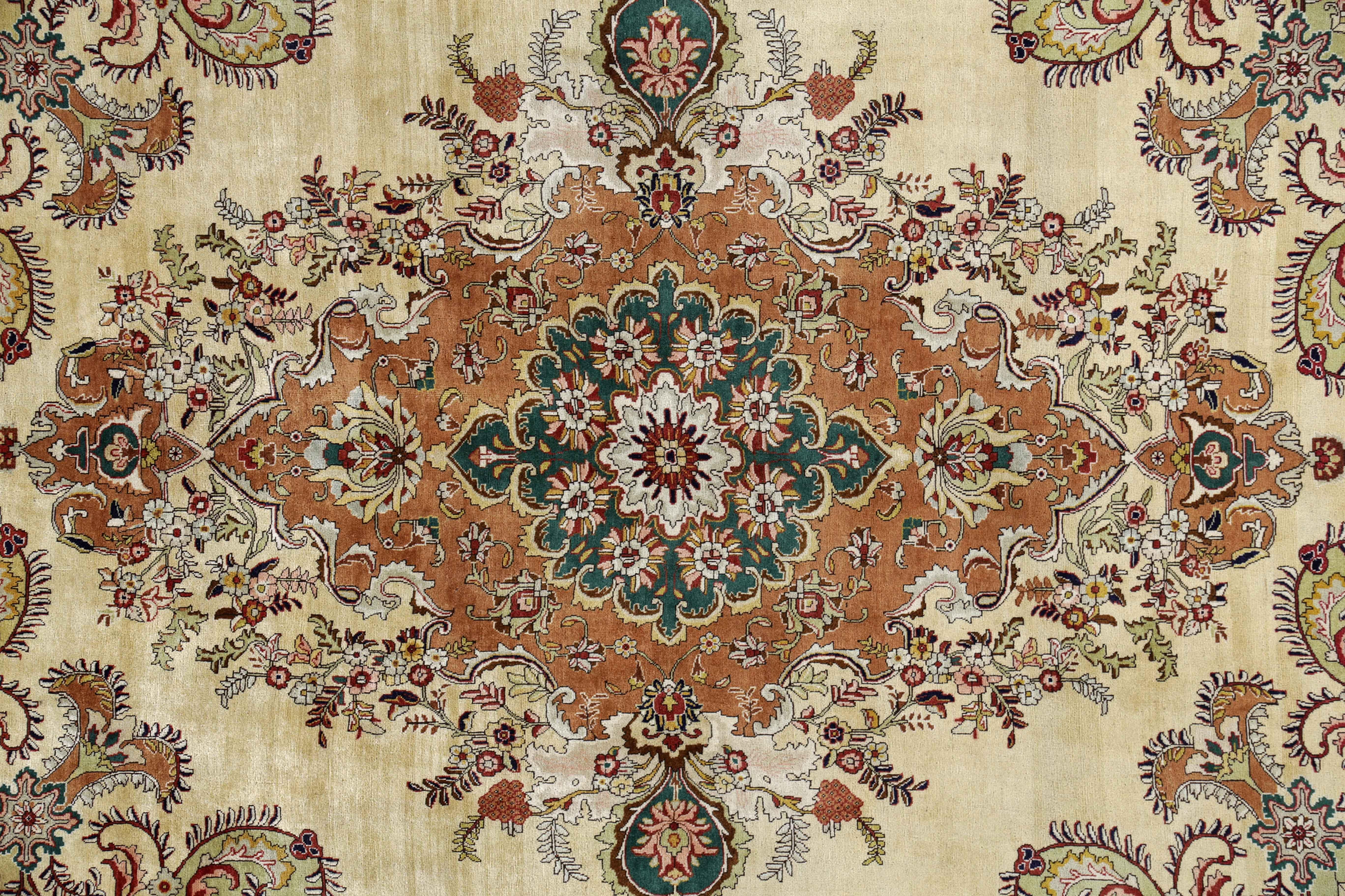 Wool Antique Persian Area Rug Tabriz Design For Sale