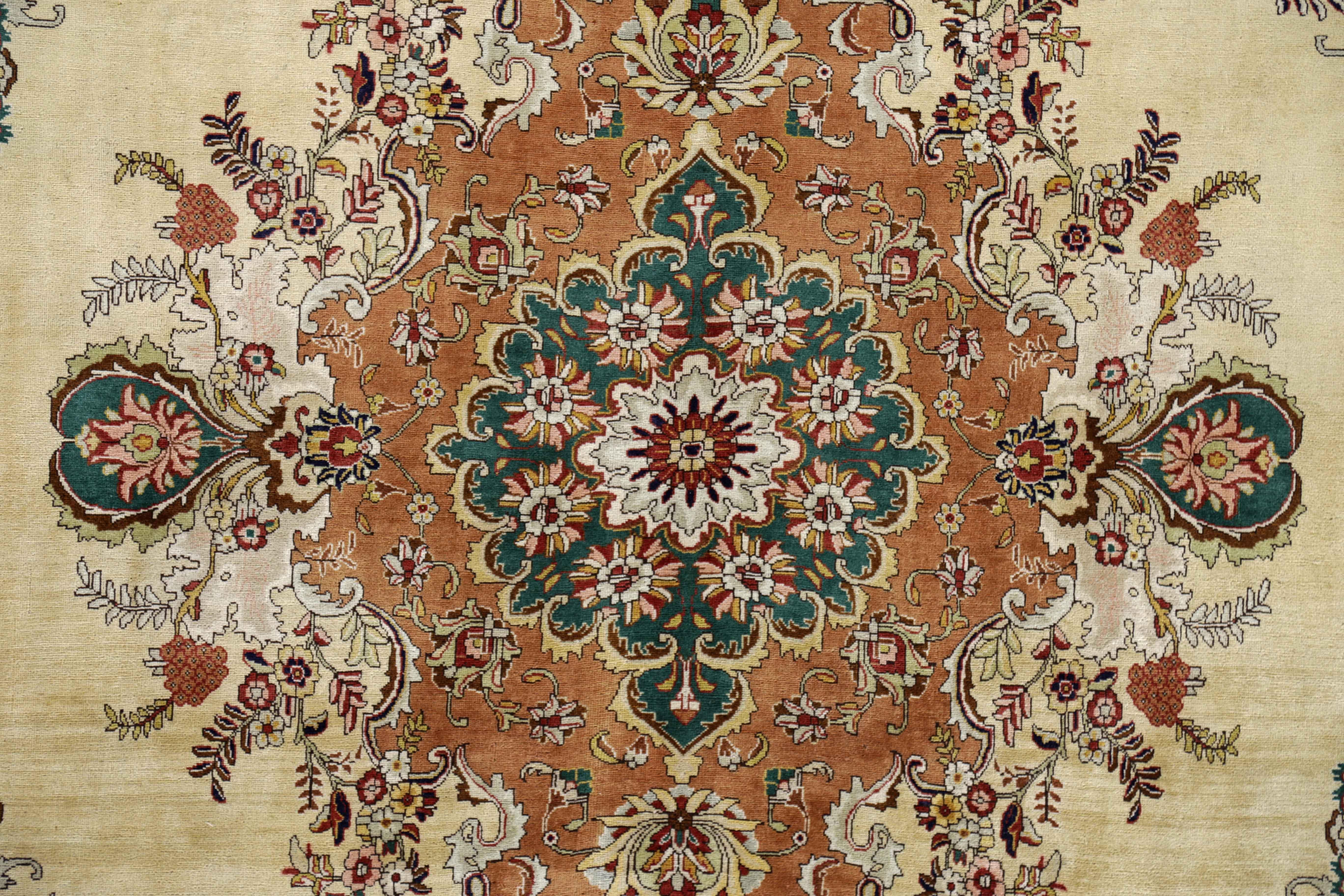 Antique Persian Area Rug Tabriz Design For Sale 1