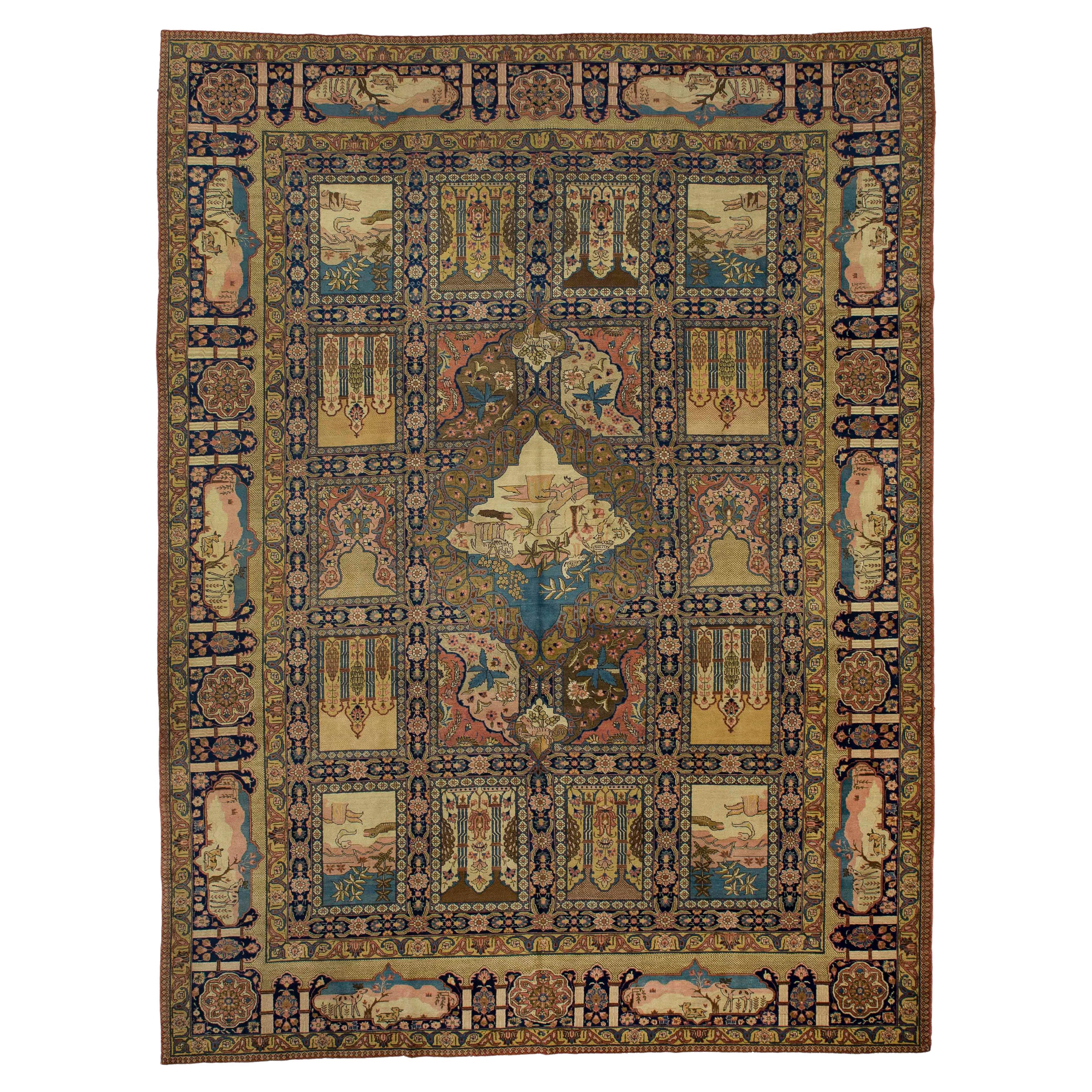 Antique Persian Area Rug Tabriz Design