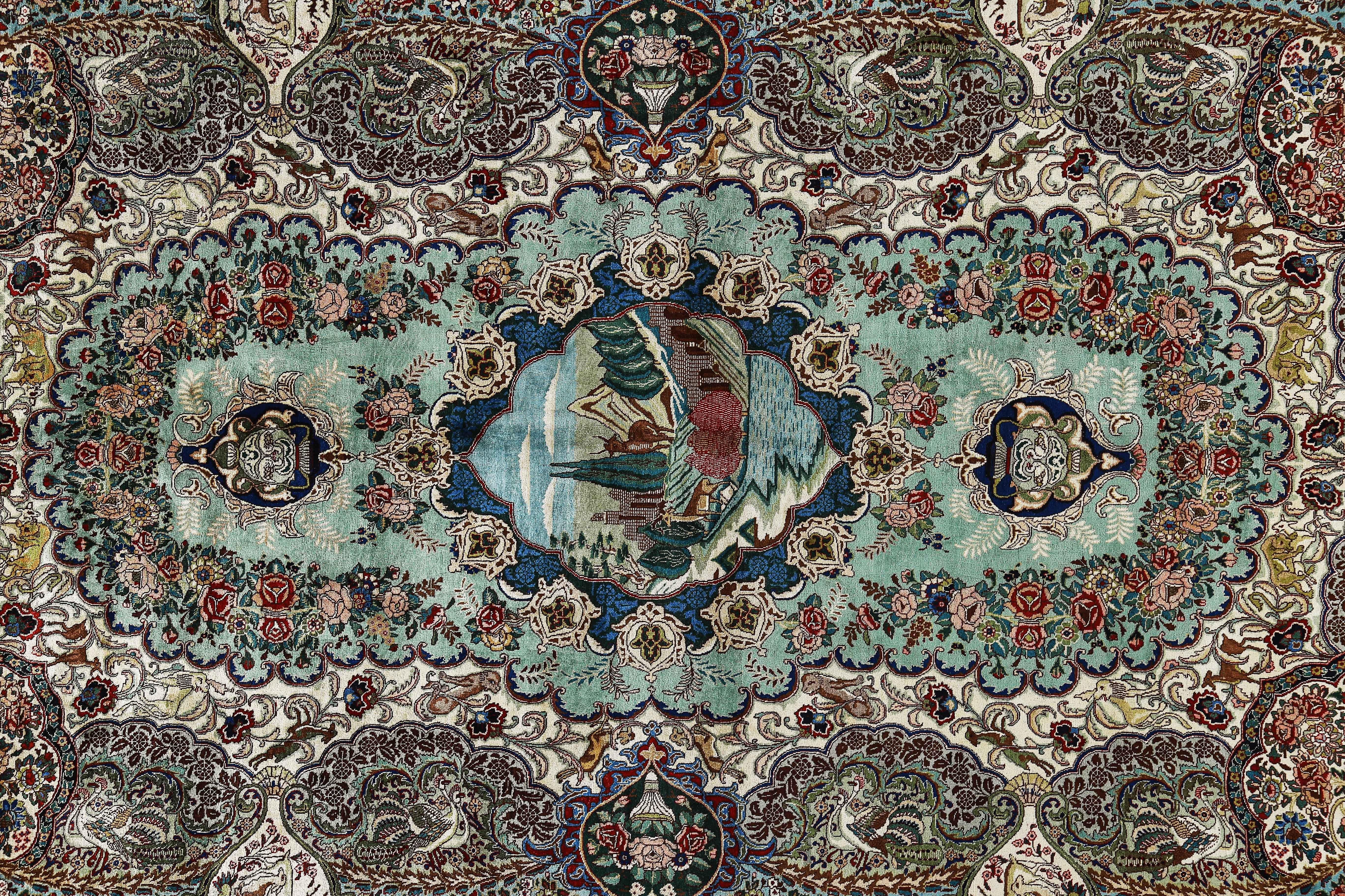 Antique Persian Area Rug Tabriz Design For Sale 7