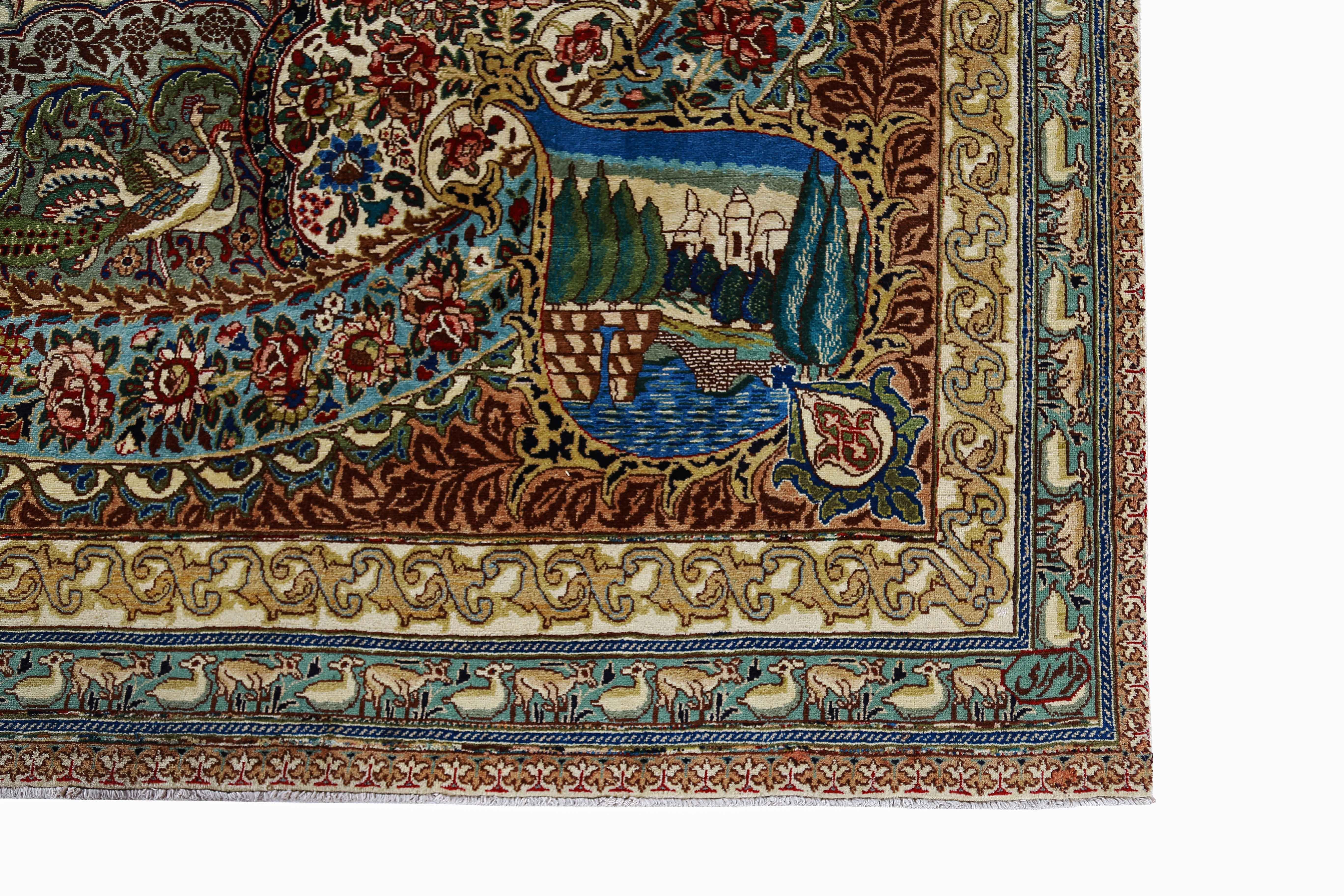 Antique Persian Area Rug Tabriz Design For Sale 8