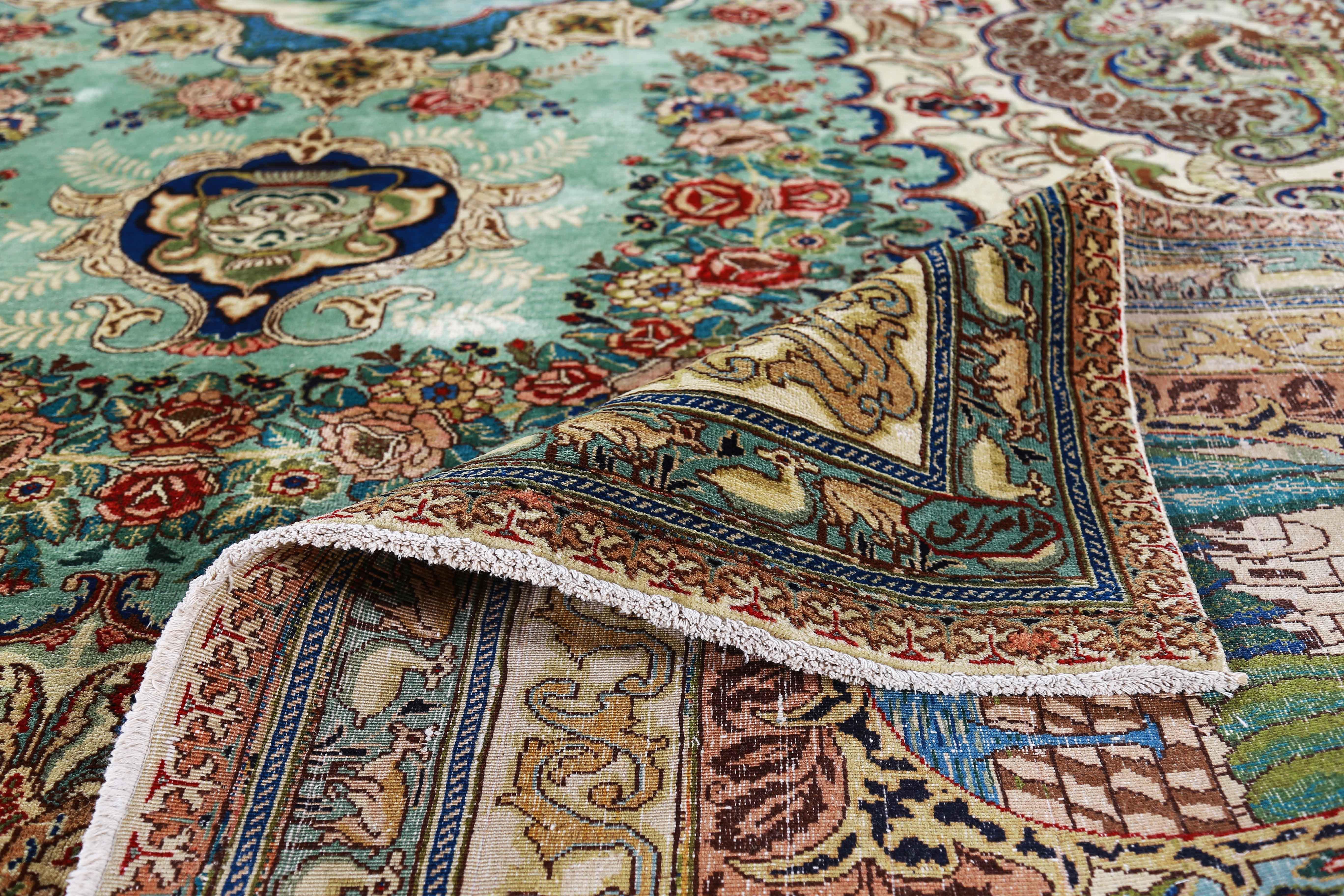 Antique Persian Area Rug Tabriz Design For Sale 13