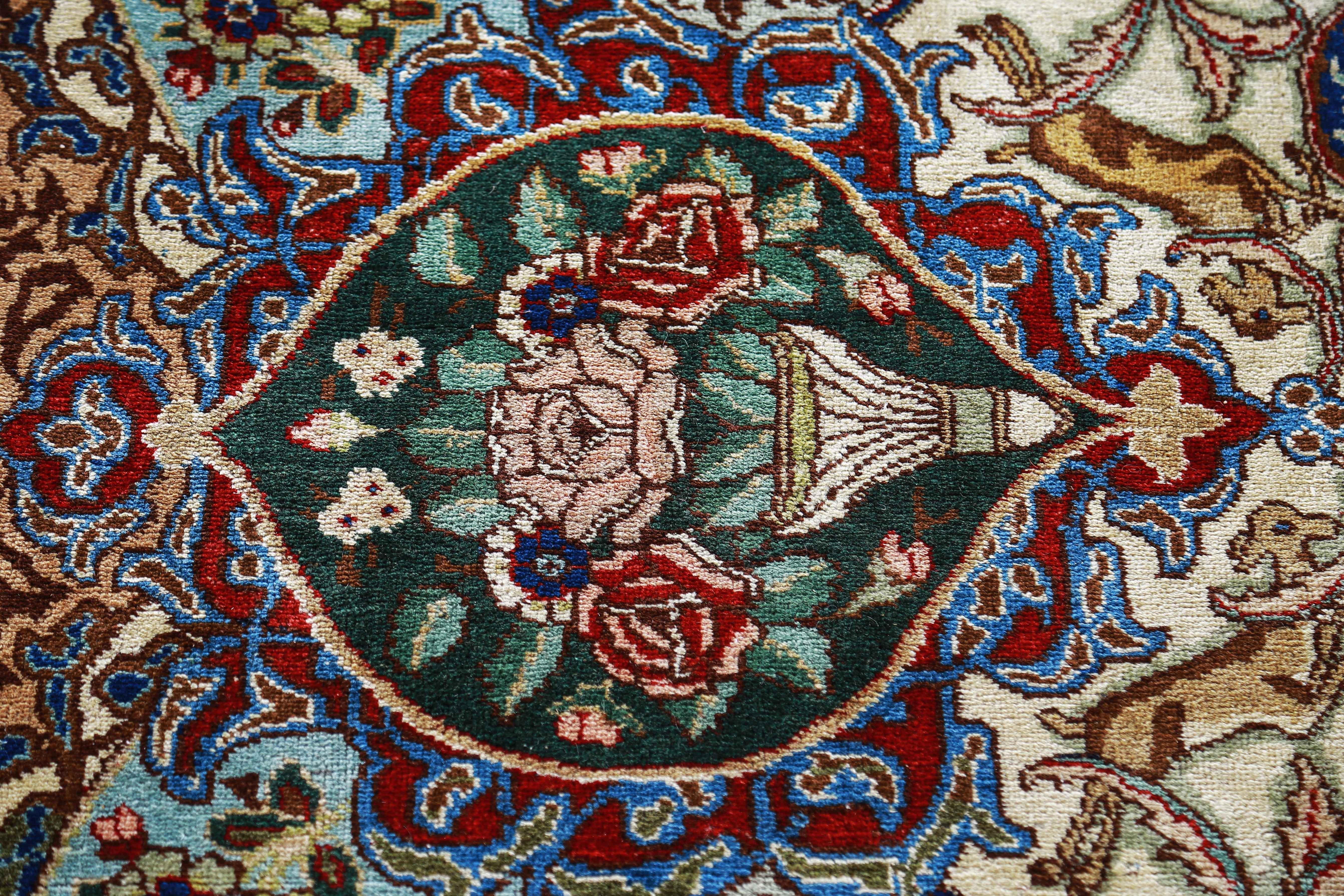 Hand-Woven Antique Persian Area Rug Tabriz Design For Sale