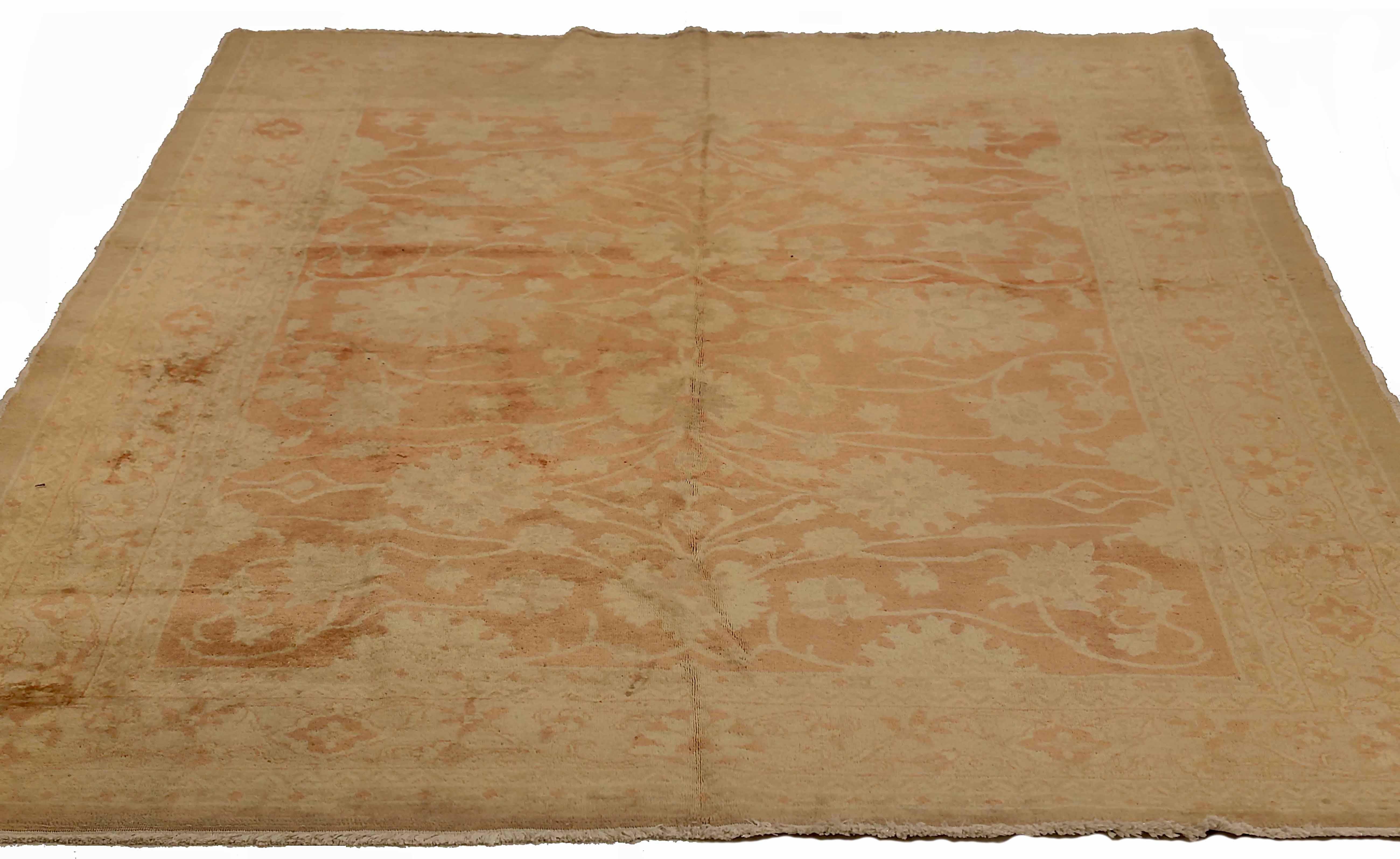 Antique Persian area rug handwoven from the finest sheep’s wool. It’s colored with all-natural vegetable dyes that are safe for humans and pets. It’s a traditional Tabriz design handwoven by expert artisans. It’s a lovely area rug that can be