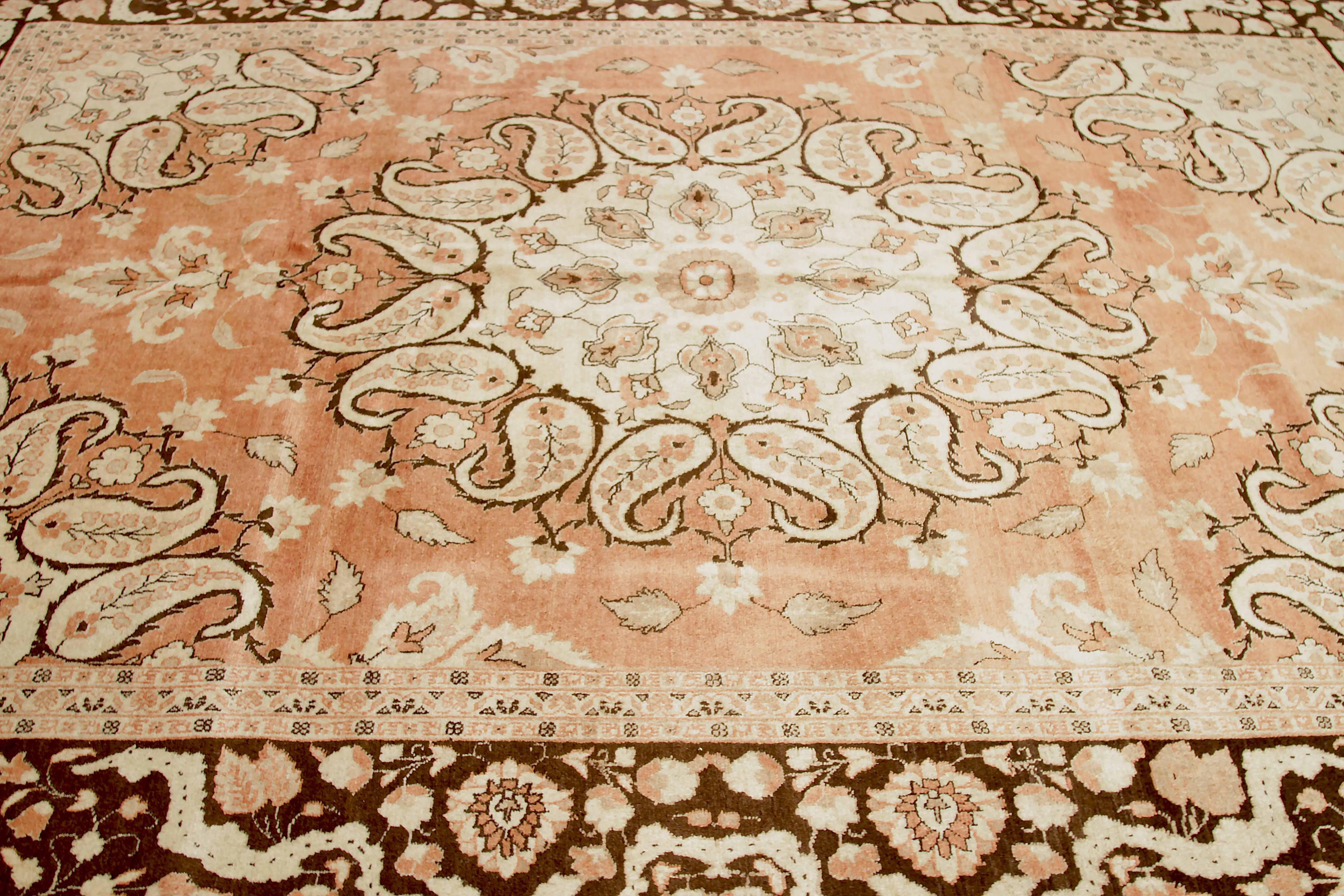 Hand-Woven Antique Persian Area Rug Tabriz Design