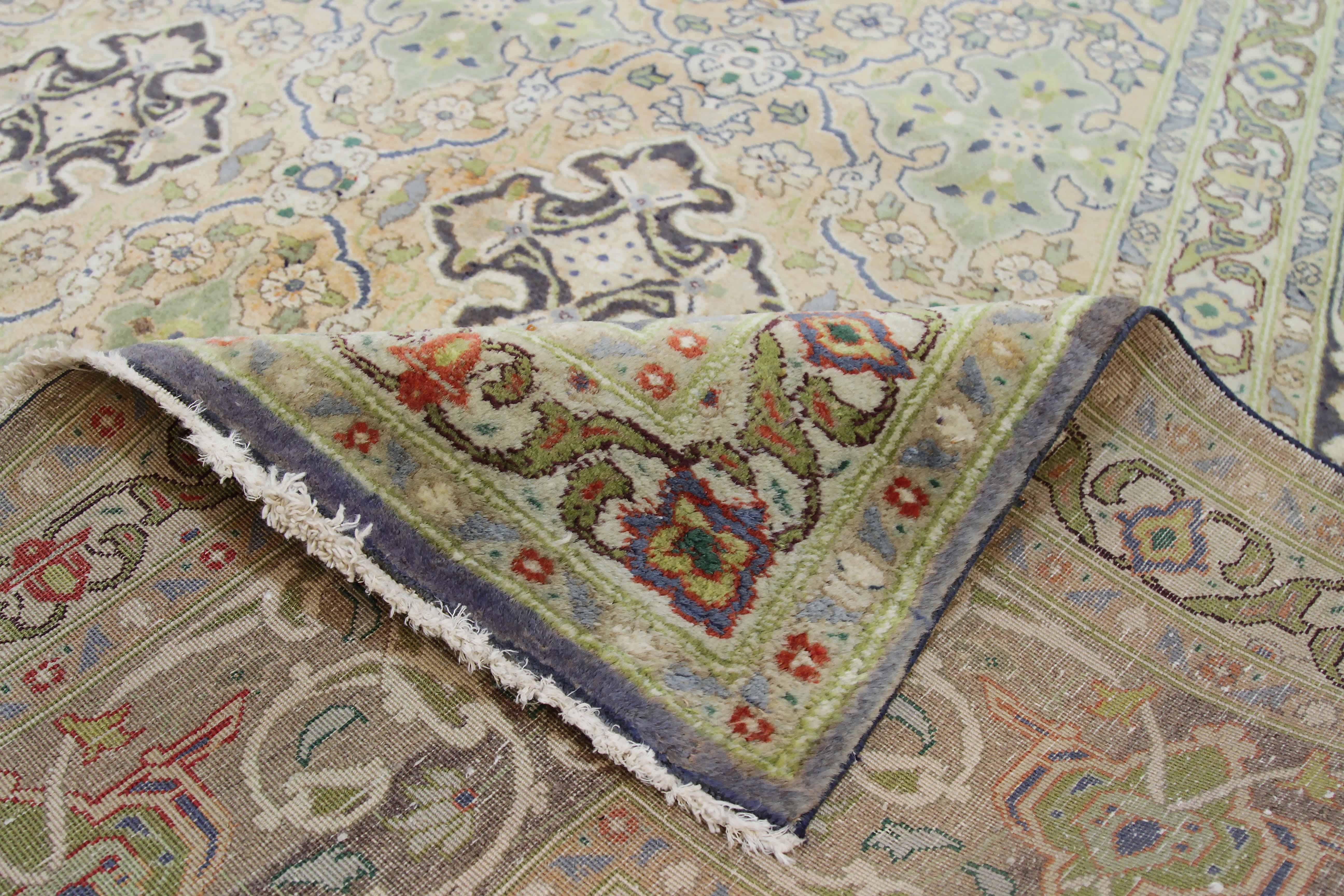 Wool Antique Persian Area Rug Tabriz Design For Sale