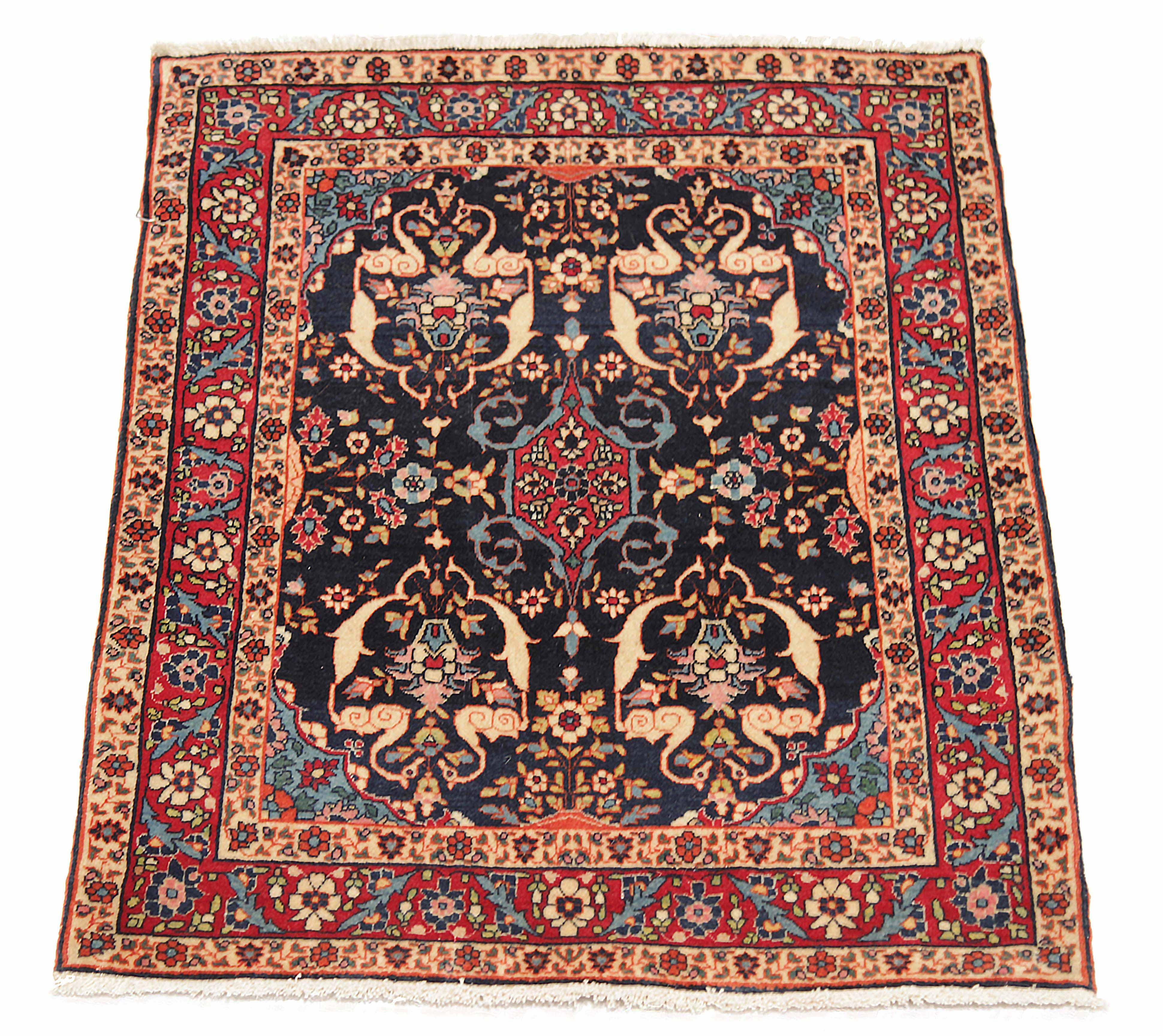 Antique Persian area rug handwoven from the finest sheep’s wool. It’s colored with all-natural vegetable dyes that are safe for humans and pets. It’s a traditional Tehran design handwoven by expert artisans. It’s a lovely area rug that can be