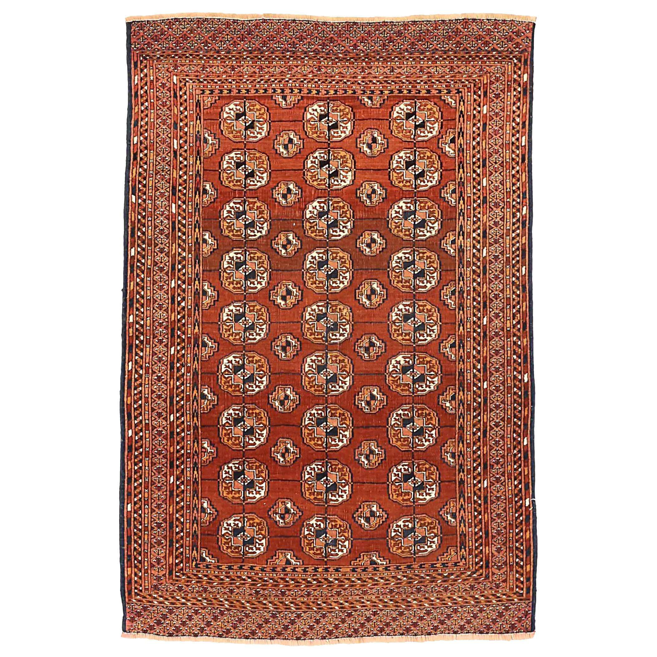 Antique Persian Area Rug Turkeman Design For Sale