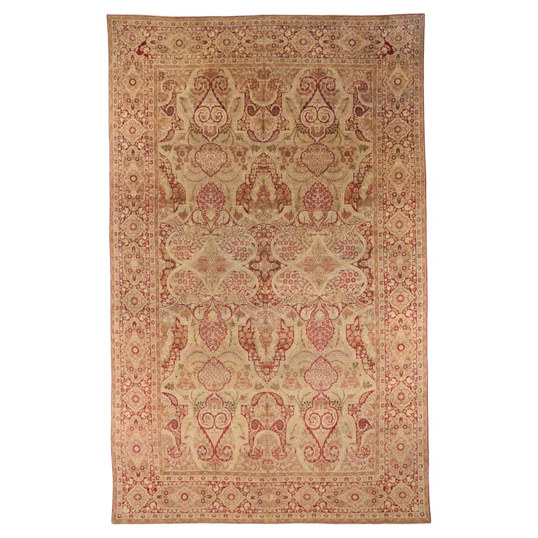 Antique Persian Area Rug Yazd Design For Sale at 1stDibs