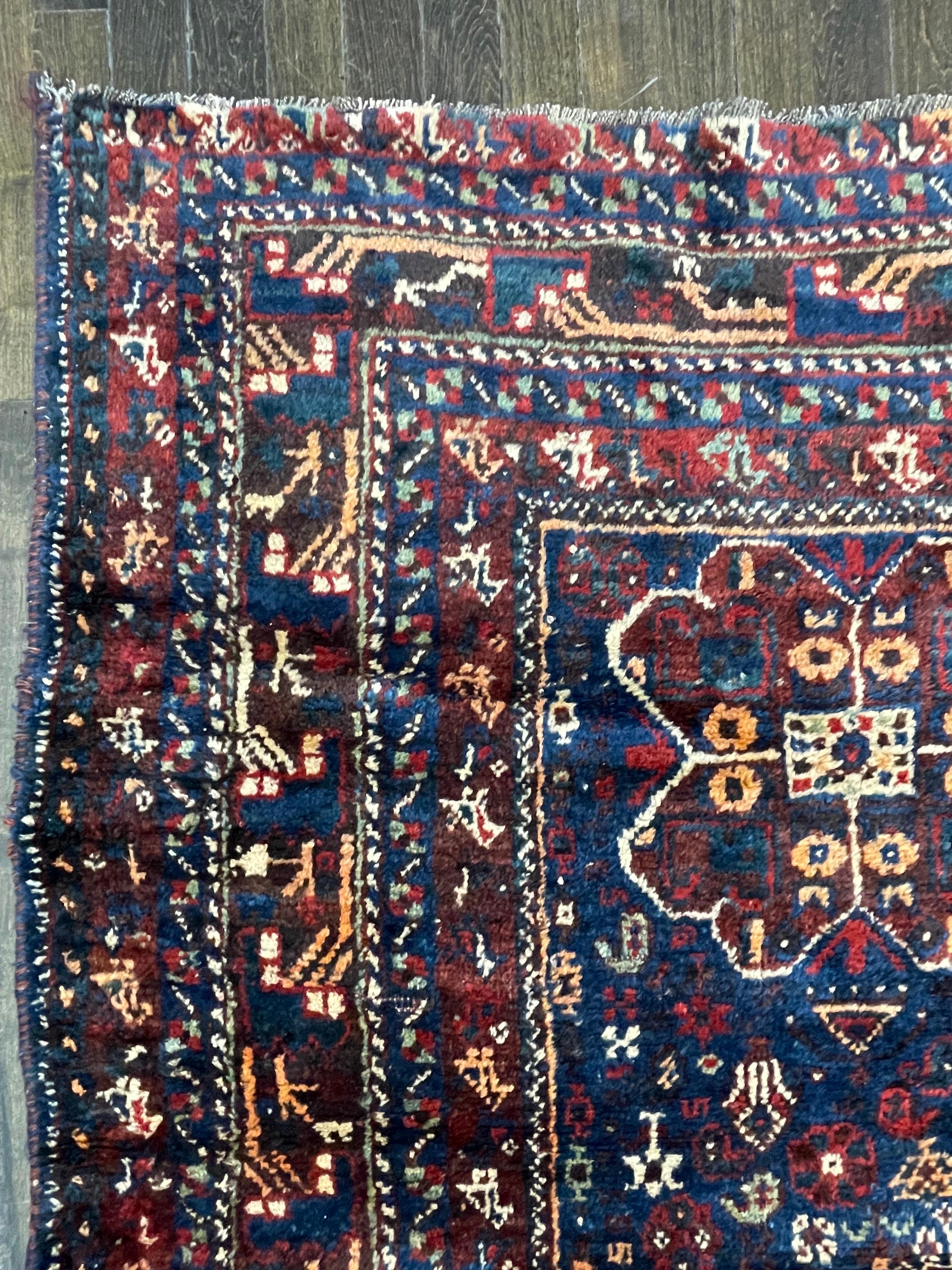 Wool Antique Persian Ashfar Rug circa 1930 For Sale