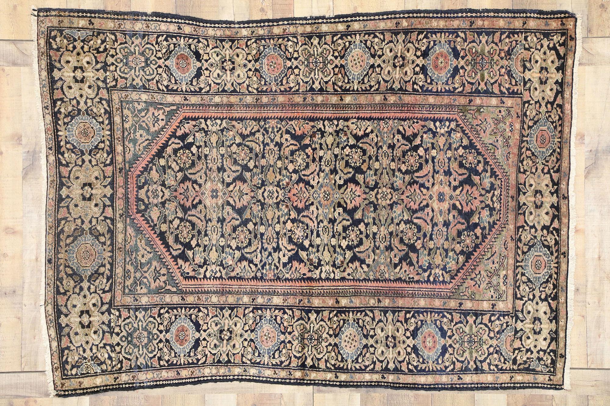 20th Century Antique Persian Assadabad Hamadan Accent Rug For Sale