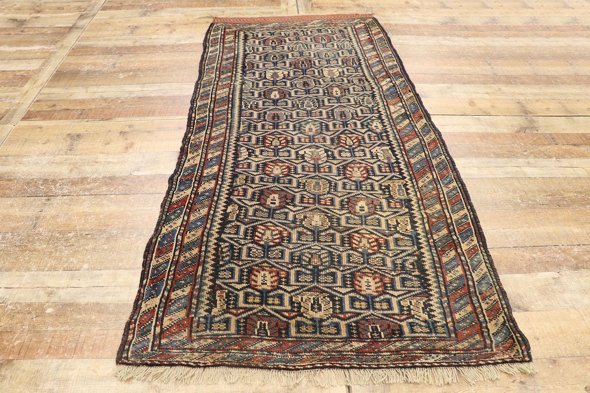 Antique Persian Azerbaijan Runner with Boteh and Barber Pole In Good Condition For Sale In Dallas, TX