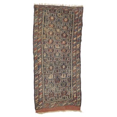 Tapis de couloir persan ancien d'Azerbaïdjan avec poteau Boteh et poteau barbier