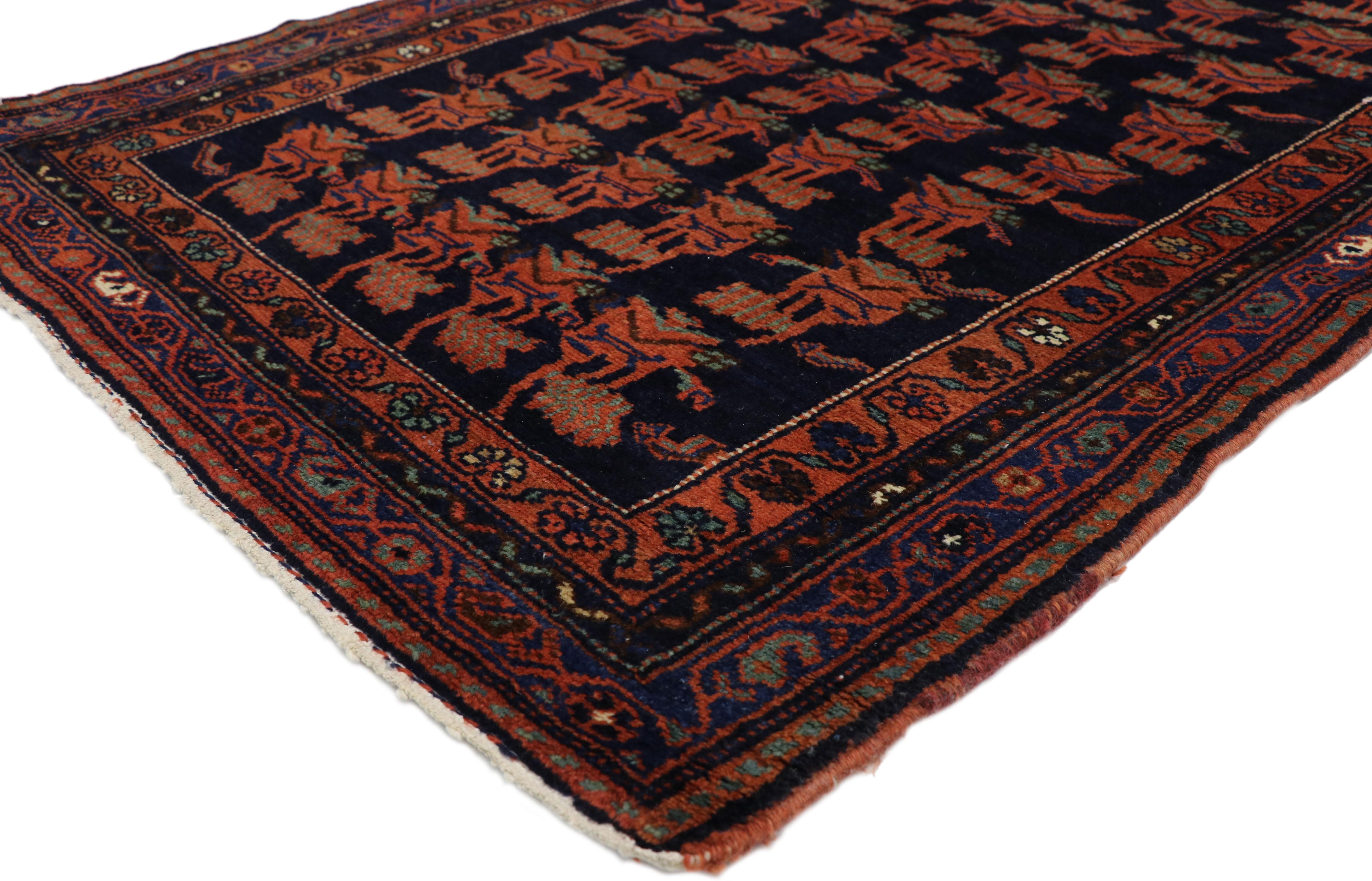75381, antique Persian Azerbaijan runner with Modern Federal style. With its clean lines and subtle use of ornament, this hand knotted wool antique Persian Azerbaijan runner beautifully embodies classically refined Federal style. The Persian