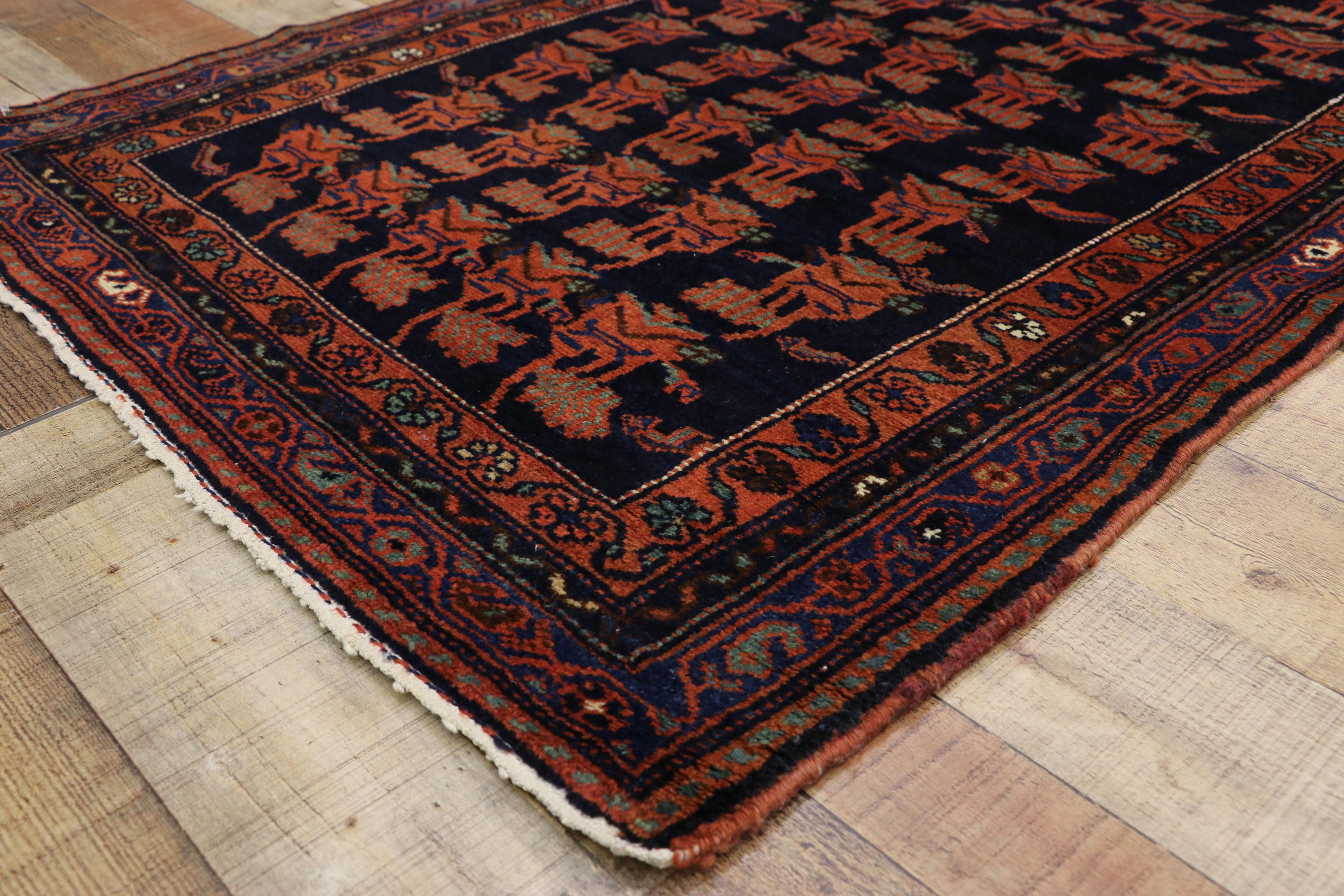 Wool Antique Persian Azerbaijan Runner with Modern Federal Style For Sale