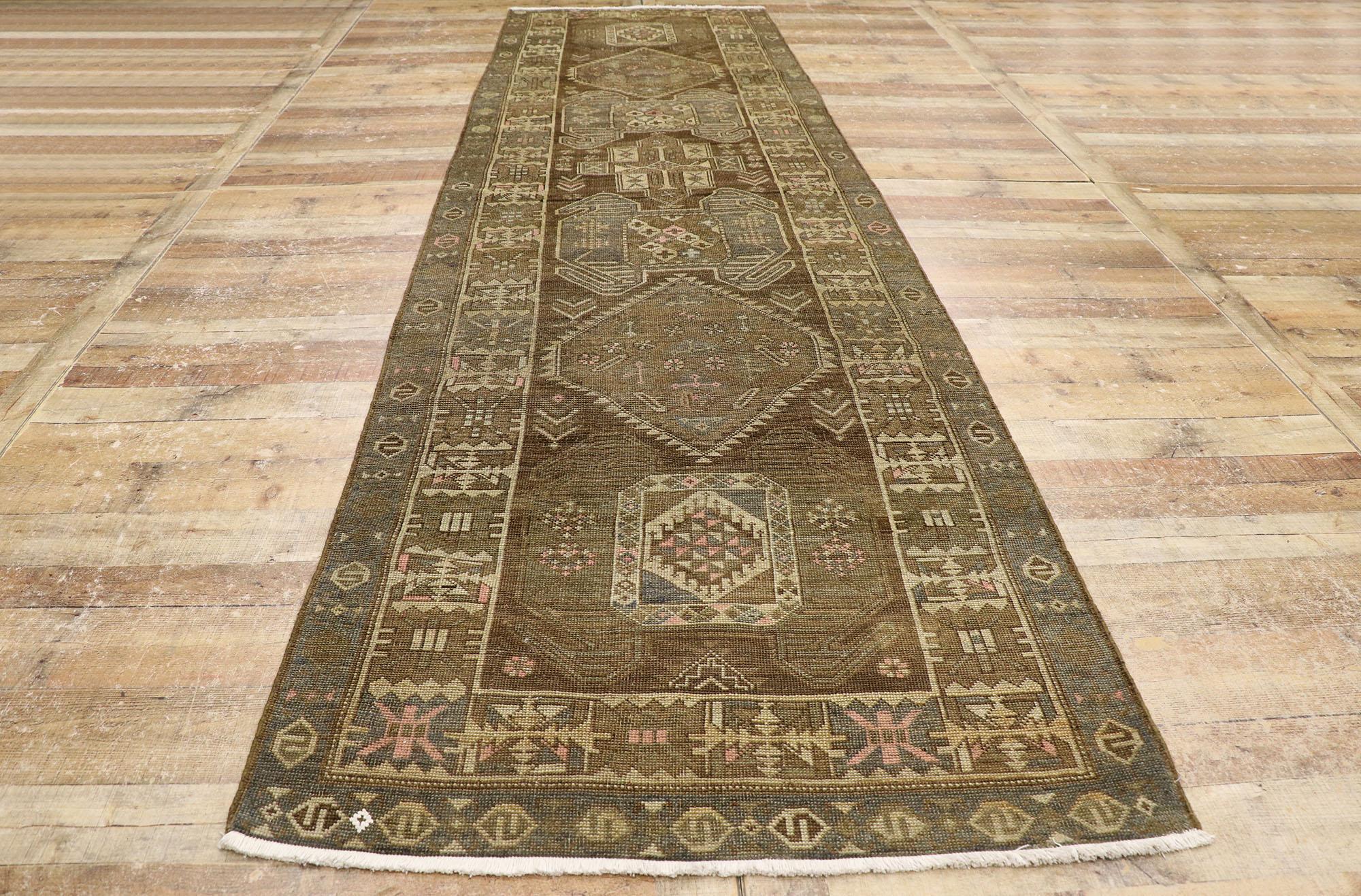Antique Persian Azerbaijan Runner with Warm Tribal Style For Sale 1