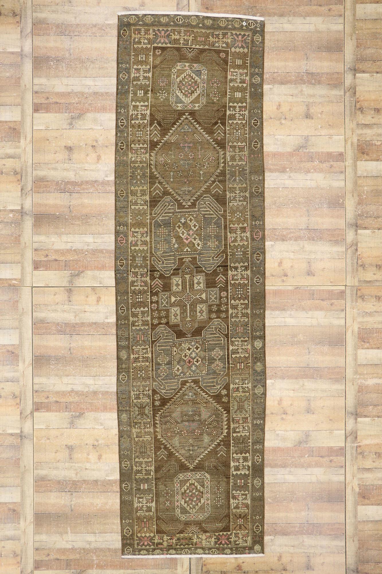 Antique Persian Azerbaijan Runner with Warm Tribal Style For Sale 2