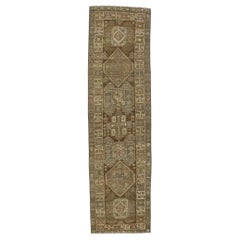 Tapis de couloir persan ancien d'Azerbaïdjan de style tribal chaud