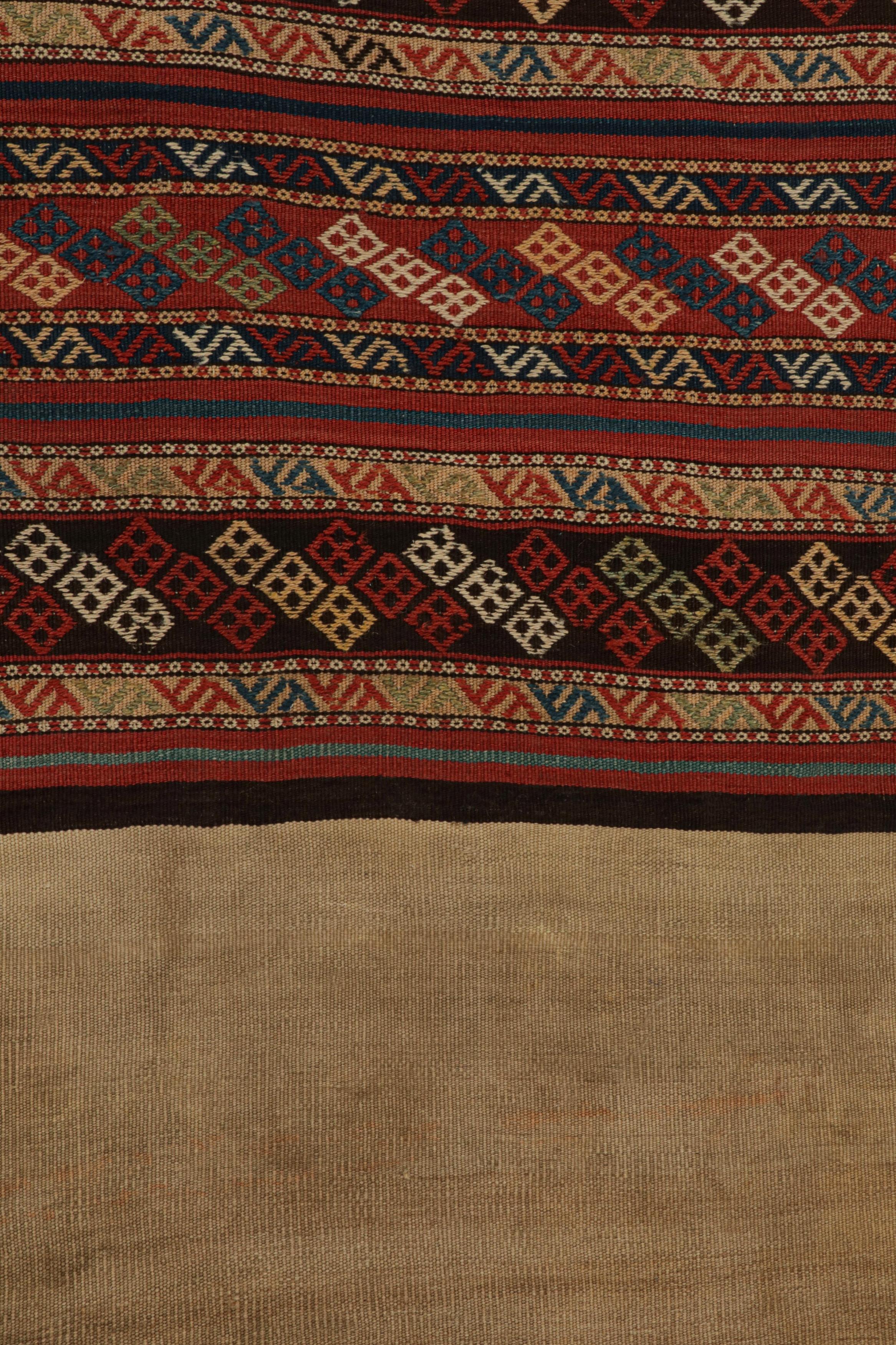 Early 20th Century Antique Persian Bag Kilim Runner with Geometric Patterns, from Rug & Kilim For Sale