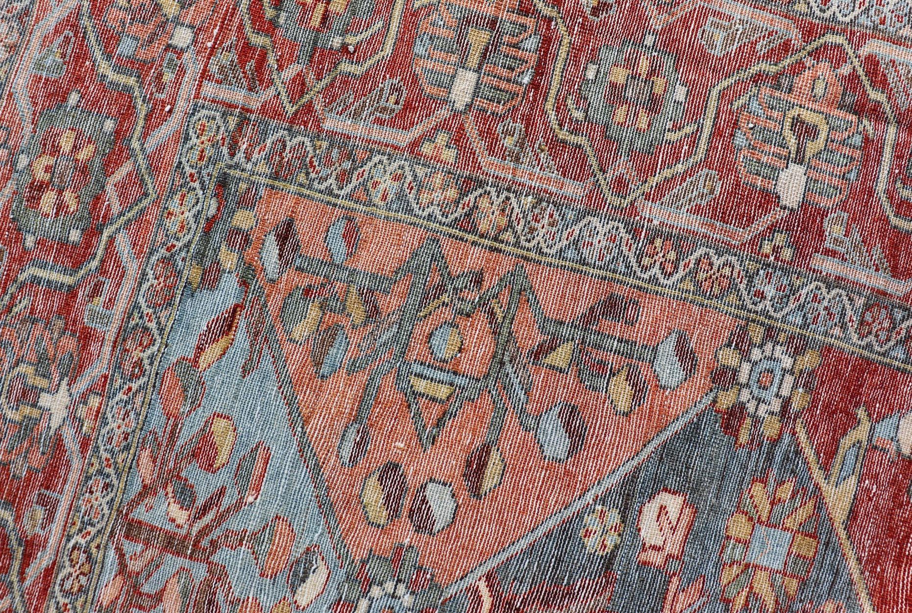 Antique Persian Bakhitari Colorful Rug in All-Over Diamond Garden Design  For Sale 5