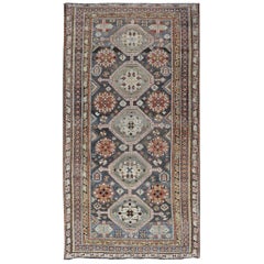 Antique Persian Bakhitari Rug with All-Over Patten in Grey Background