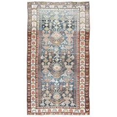 Antique Persian Bakhitari Rug with All-Over Patten in Steel Blue Background