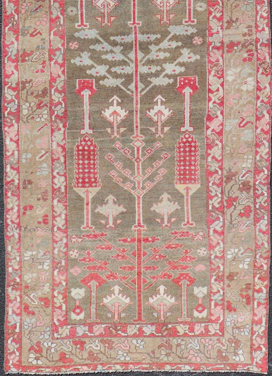 Hand-Knotted  Antique Persian Bakhitari Runner with All-Over Patten in Light Blue Background For Sale