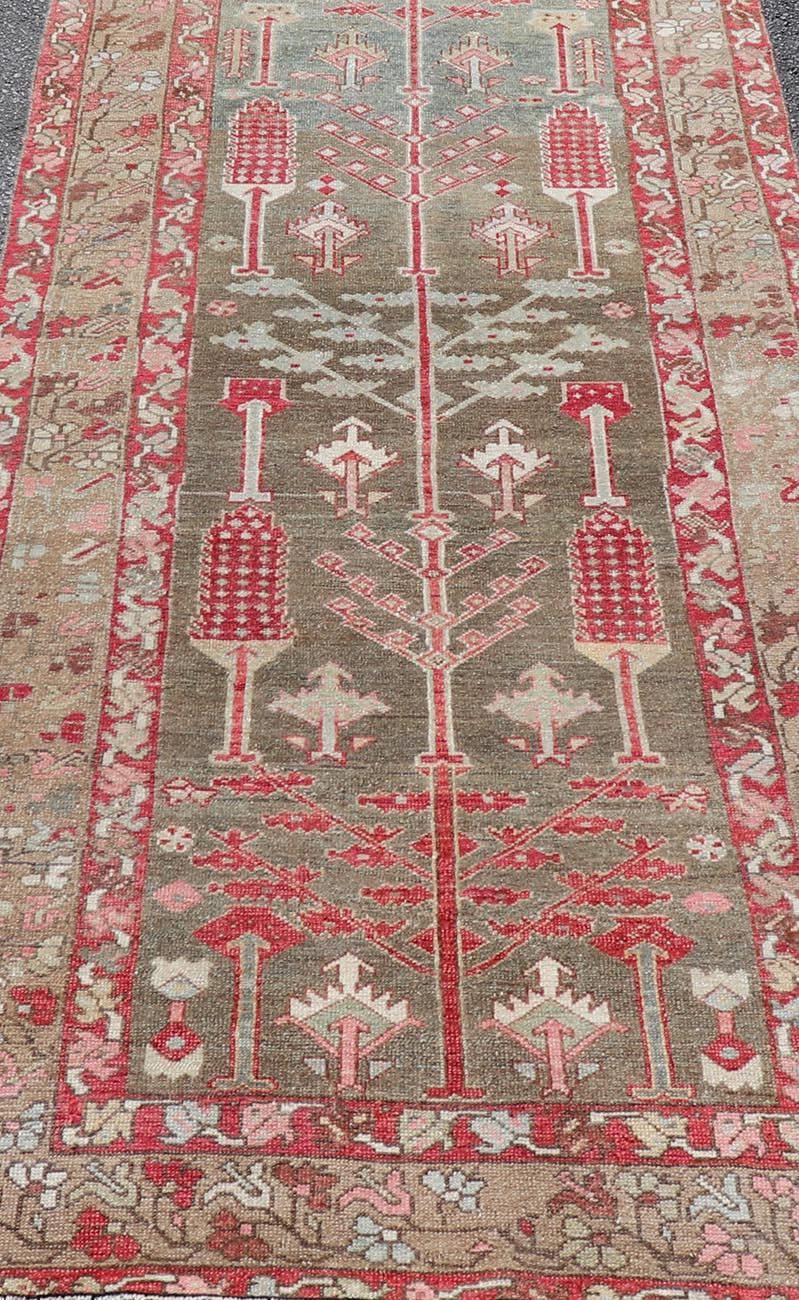 Antique Persian Bakhitari Runner with All-Over Patten in Light Blue Background In Good Condition For Sale In Atlanta, GA