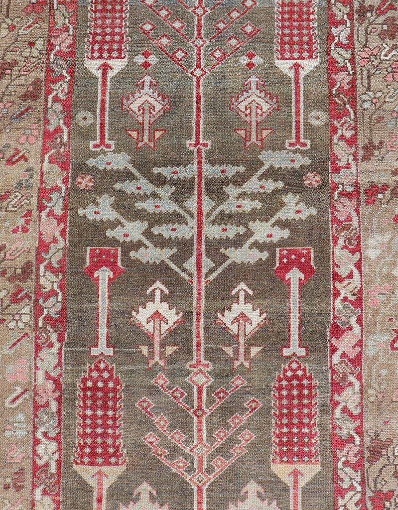  Antique Persian Bakhitari Runner with All-Over Patten in Light Blue Background For Sale 1