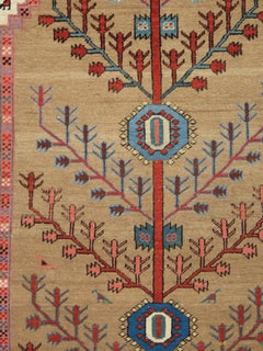 Antique Persian Bakhshaish Carpet, Handmade Wool Oriental Rug, Ivory Light Blue