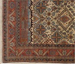 Antique Persian Bakhshaish Carpet, Handmade Wool Rug, Ivory and Rust