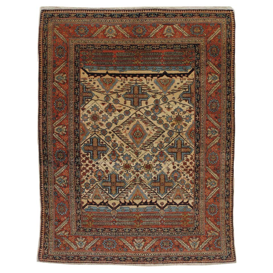 Antique Bakshaish Persian Handmade Rust Oversize Wool Rug with Allover ...