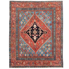 Antique Persian Bakhshaish Carpet with a Unique Geometric Medallion and Design
