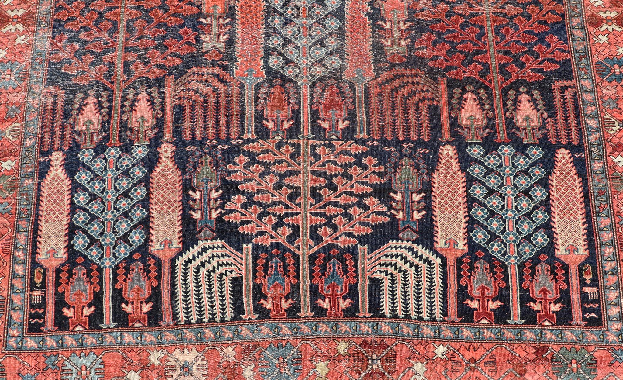 Heriz Serapi Antique Persian Bakhshaish Rug with All-Over Tree and Willow Design For Sale